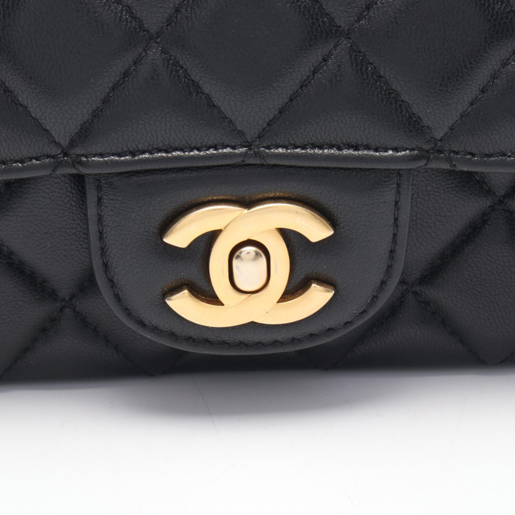 Chanel Black Leather Handbag Shoulder Bag (Pre-Owned)