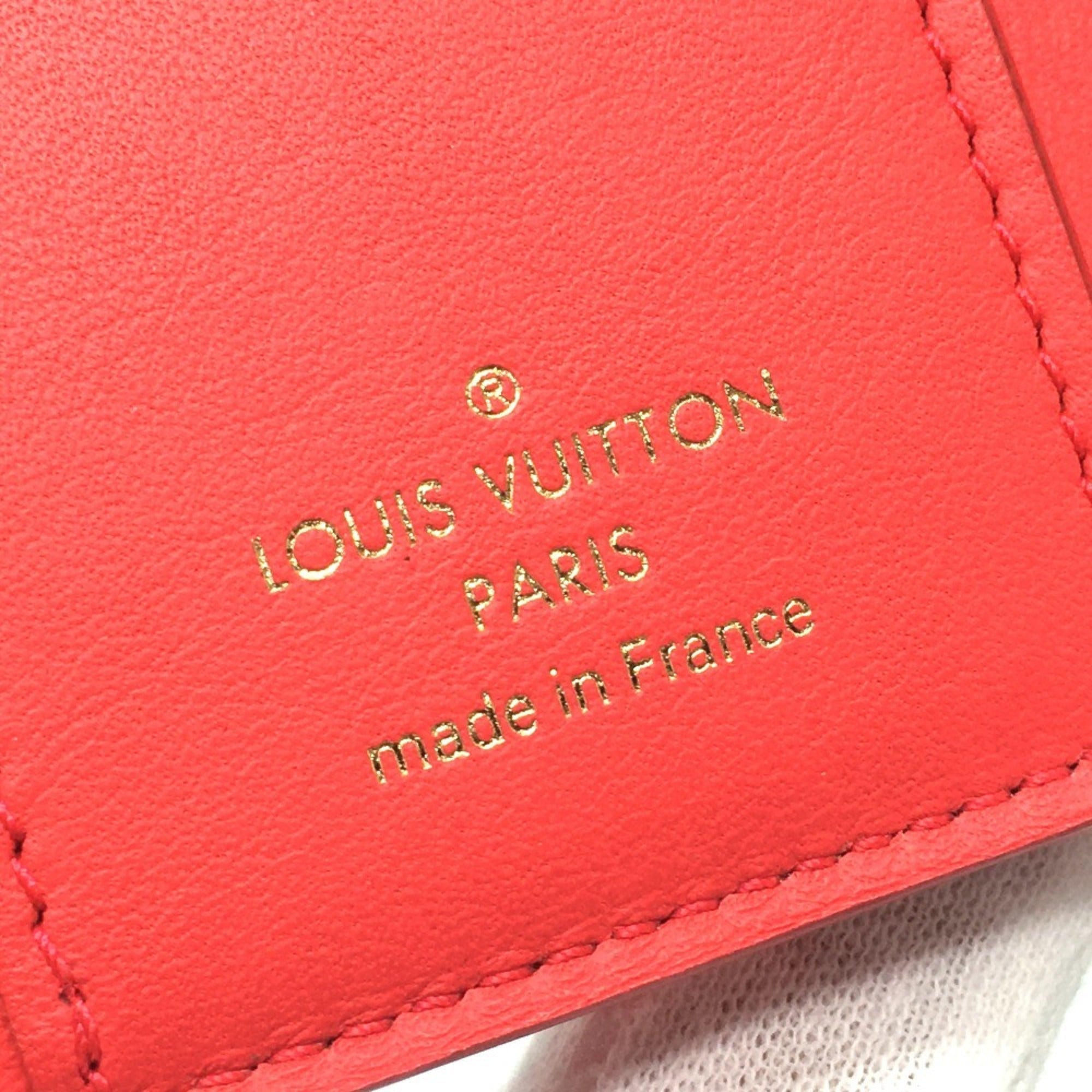 Louis Vuitton Red Color Leather Wallet (Tri-Fold) (Pre-Owned)