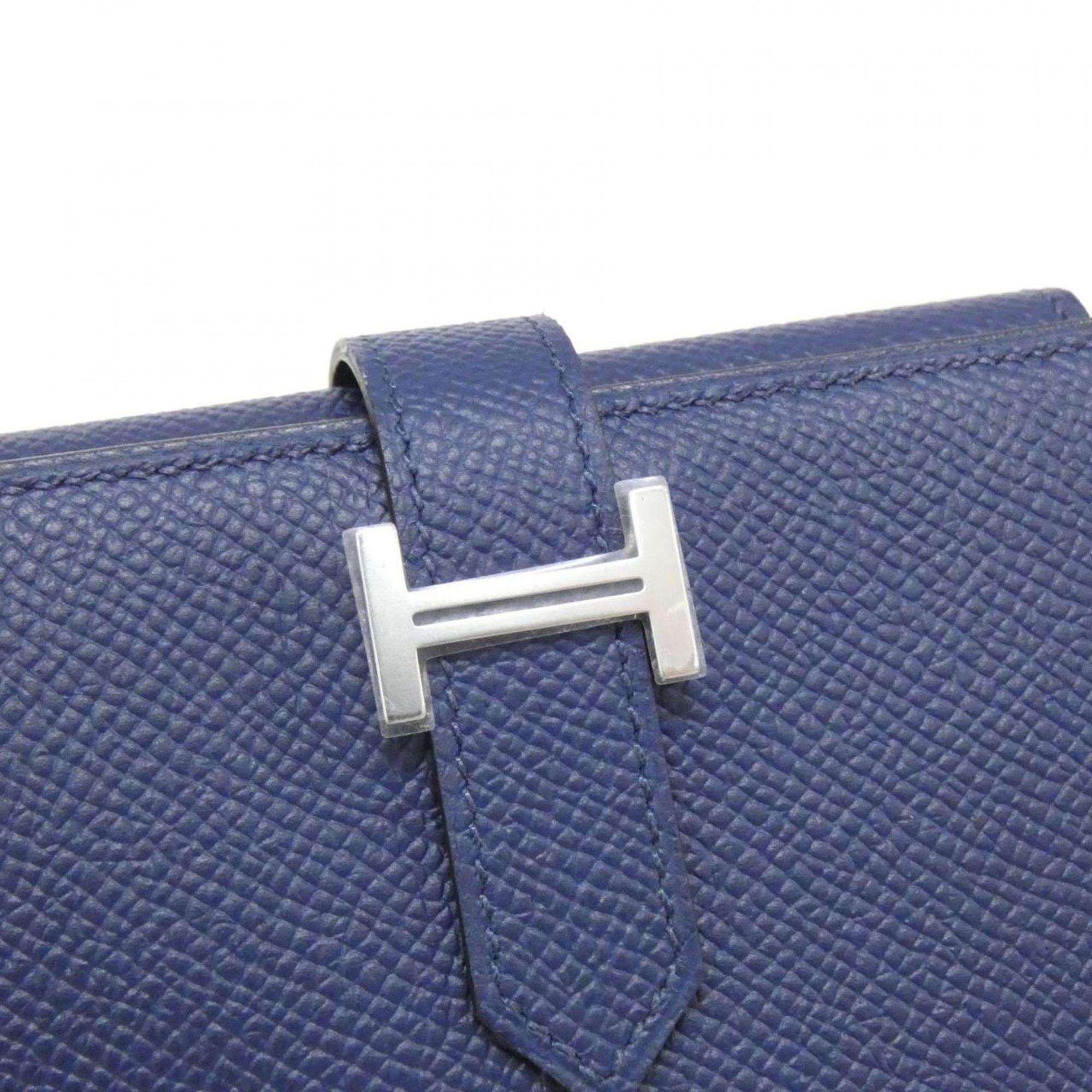 Hermes Blue Navy Epsom Leather Wallet (Tri-Fold) (Pre-Owned)