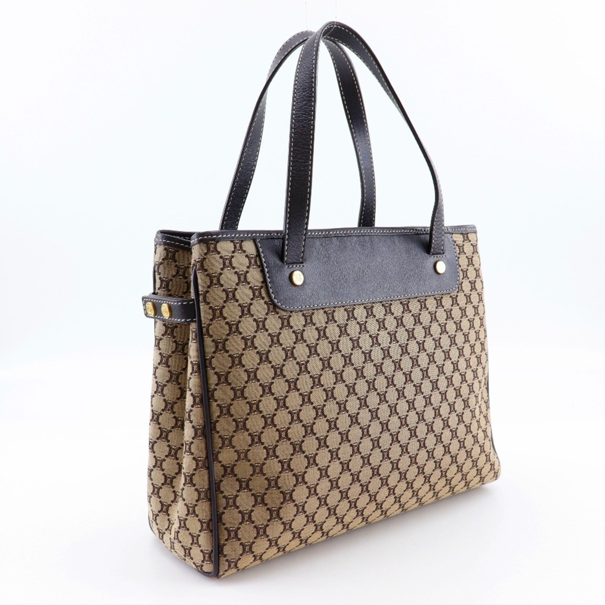 Celine Macadam Brown Canvas Leather Handbag (Pre-Owned)