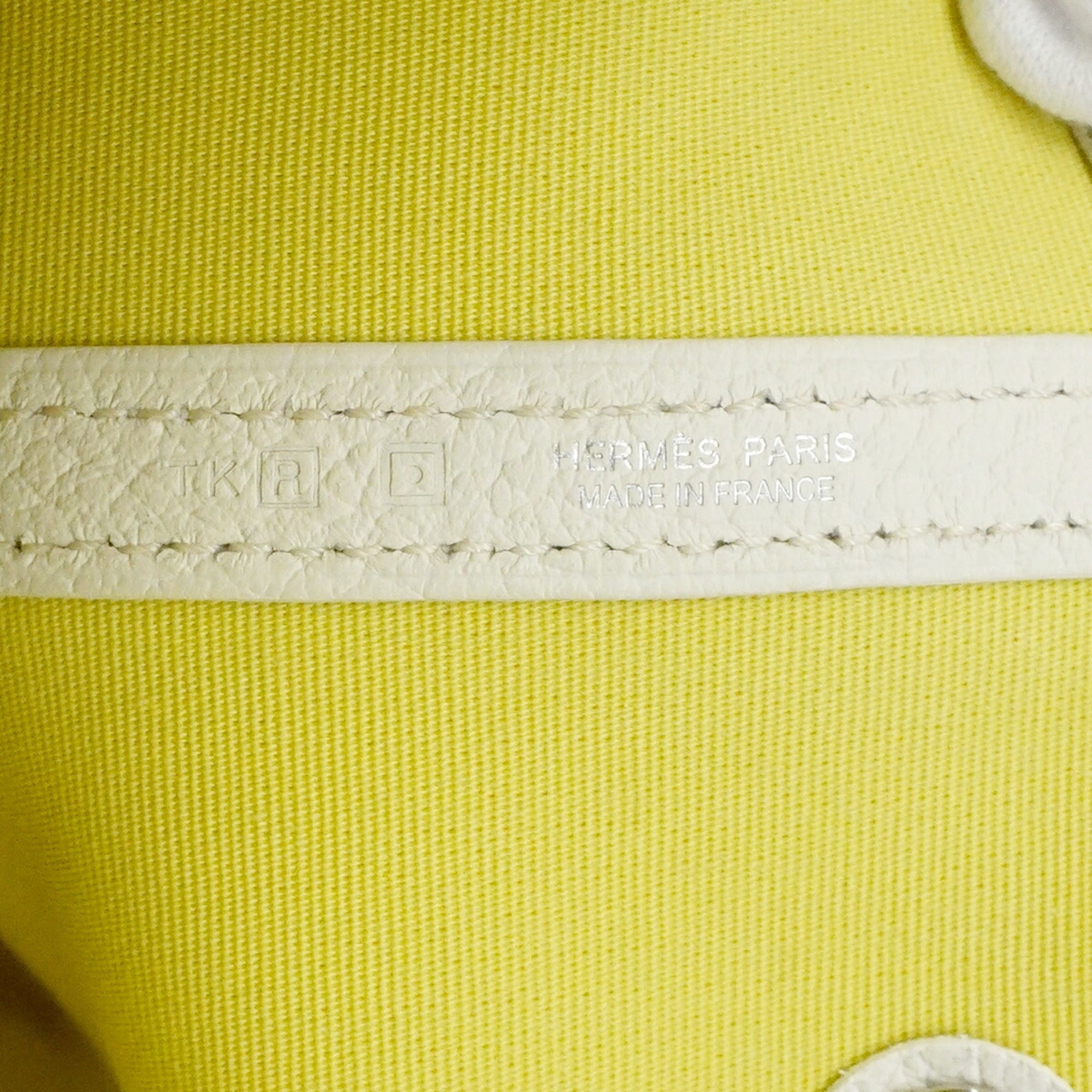 Hermes White Yellow Toile Officier Tote Bag (Pre-Owned)