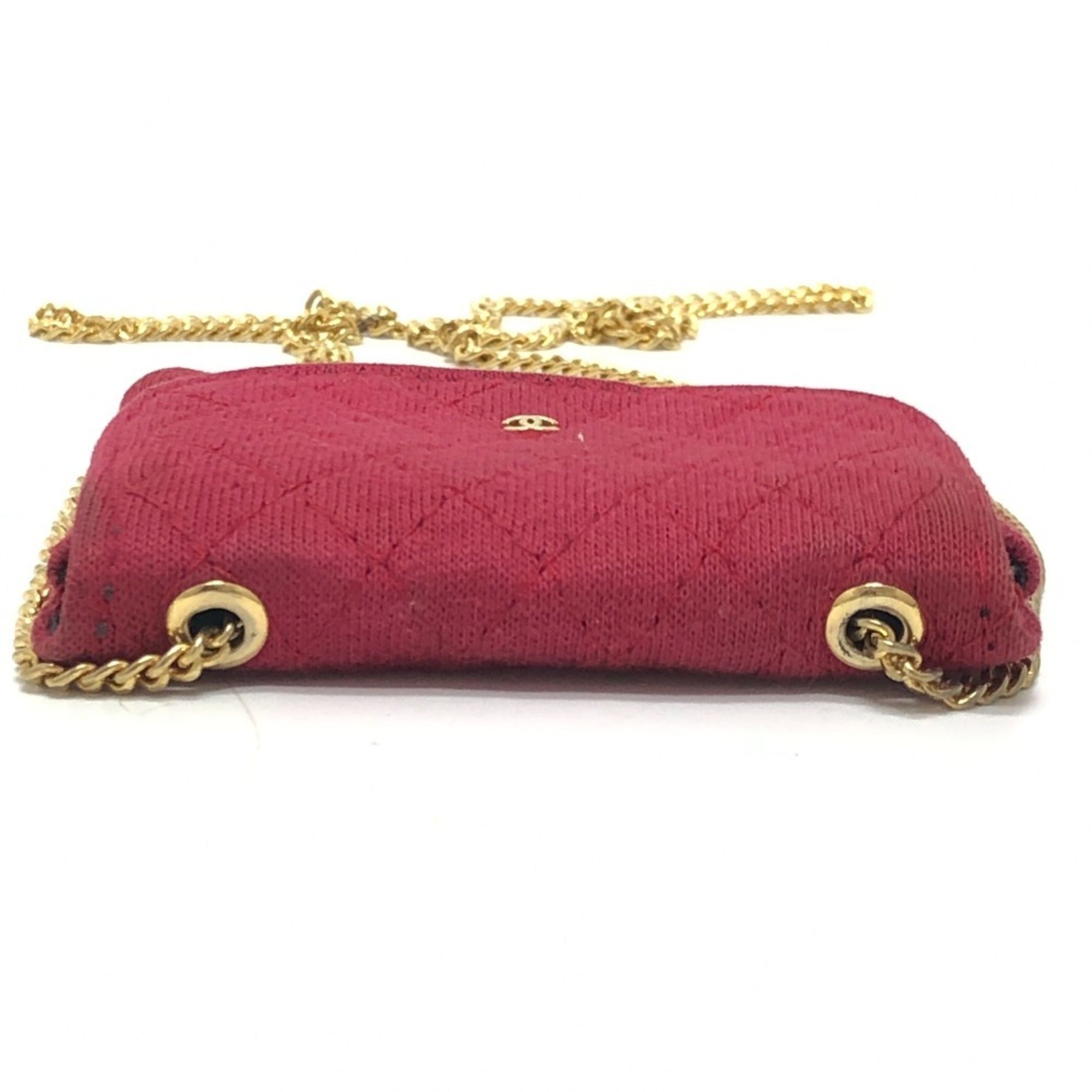 Chanel Red Color Jersey Pouch Shoulder Bag (Pre-Owned)