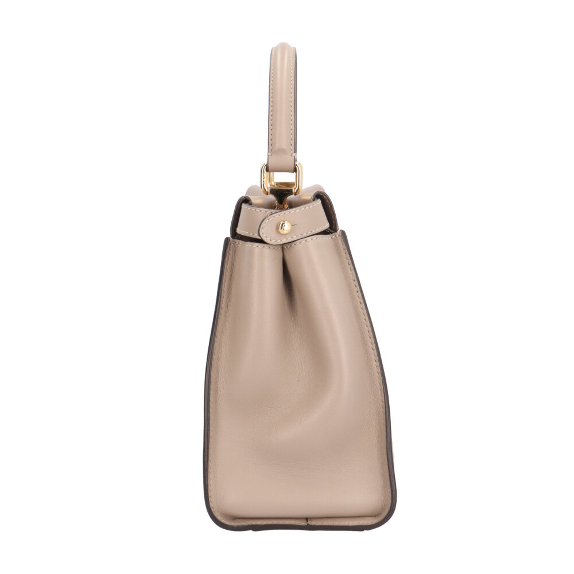 Fendi Peekaboo Beige Grayish Leather Shoulder Bag (Pre-Owned)