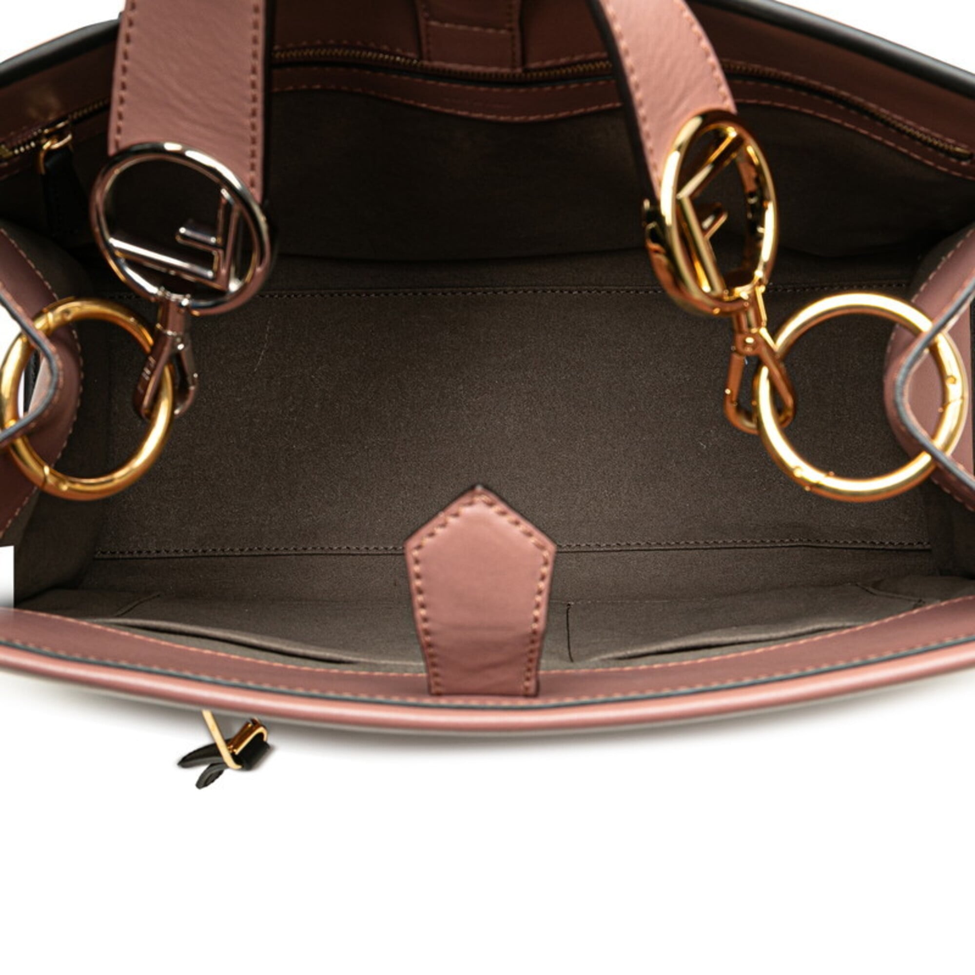 Fendi Black Dusty Pink Leather Handbag Shoulder Bag (Pre-Owned)