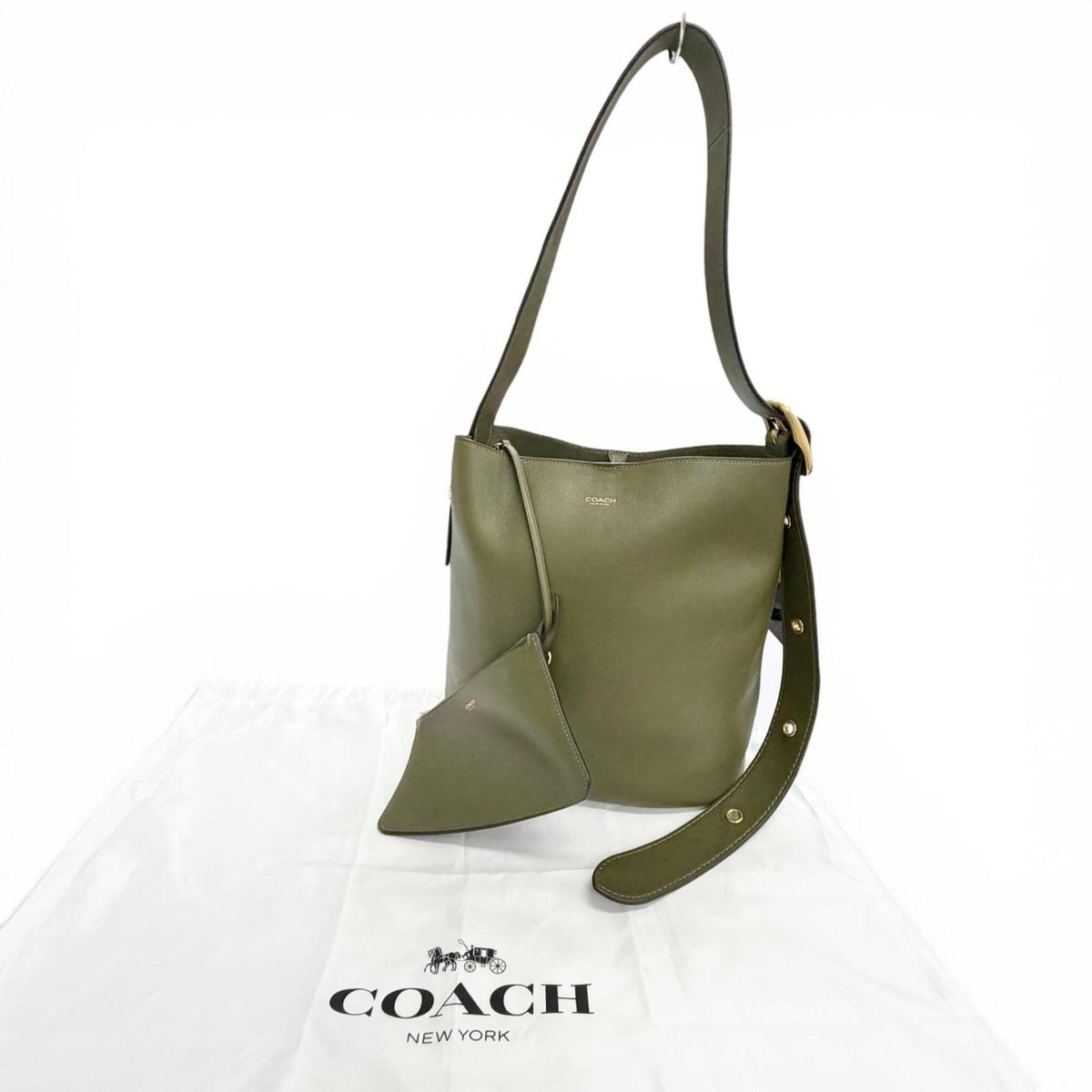 Coach Khaki Leather Pouch Shoulder Bag (Pre-Owned)