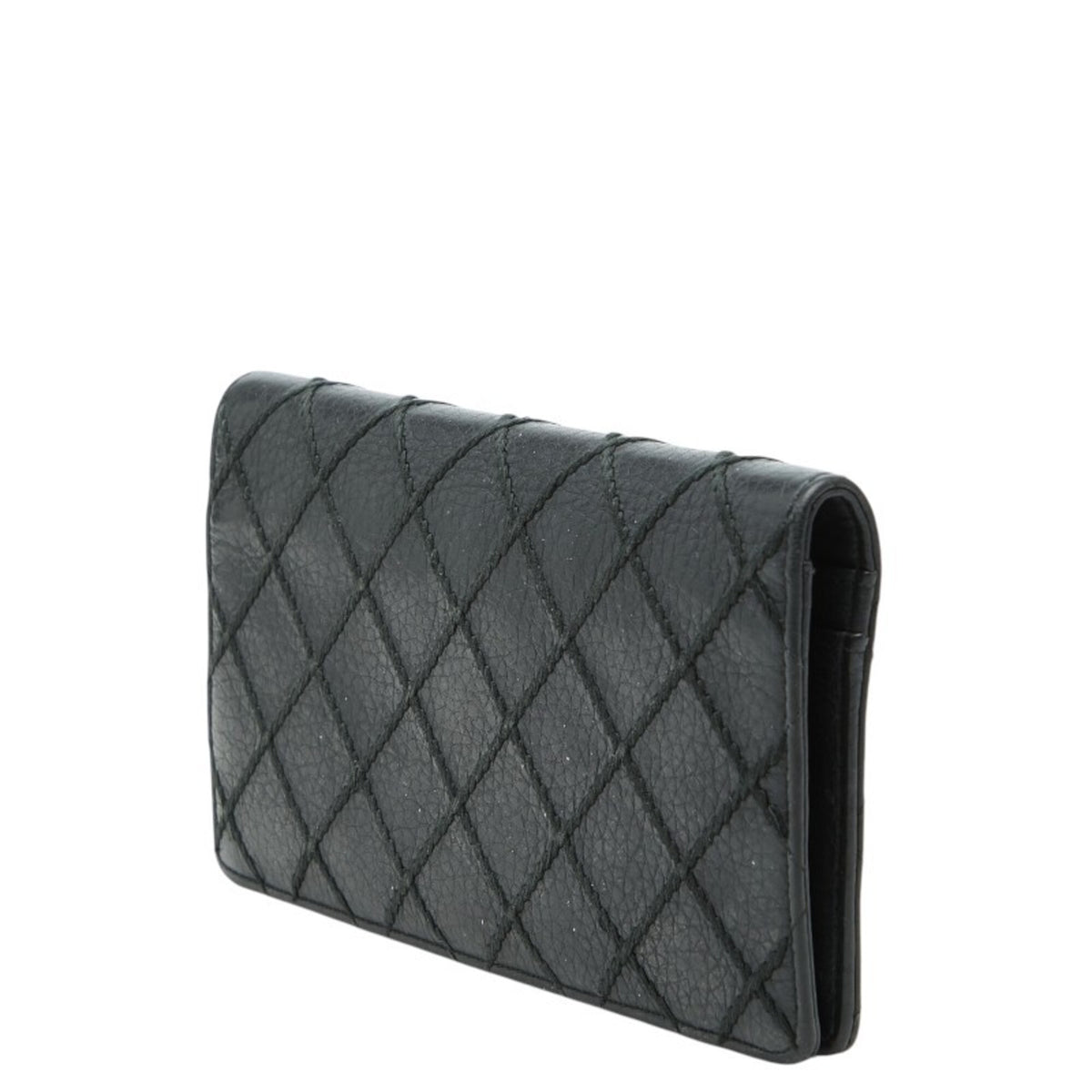 Chanel Black Leather Long Wallet (Bi-Fold) (Pre-Owned)