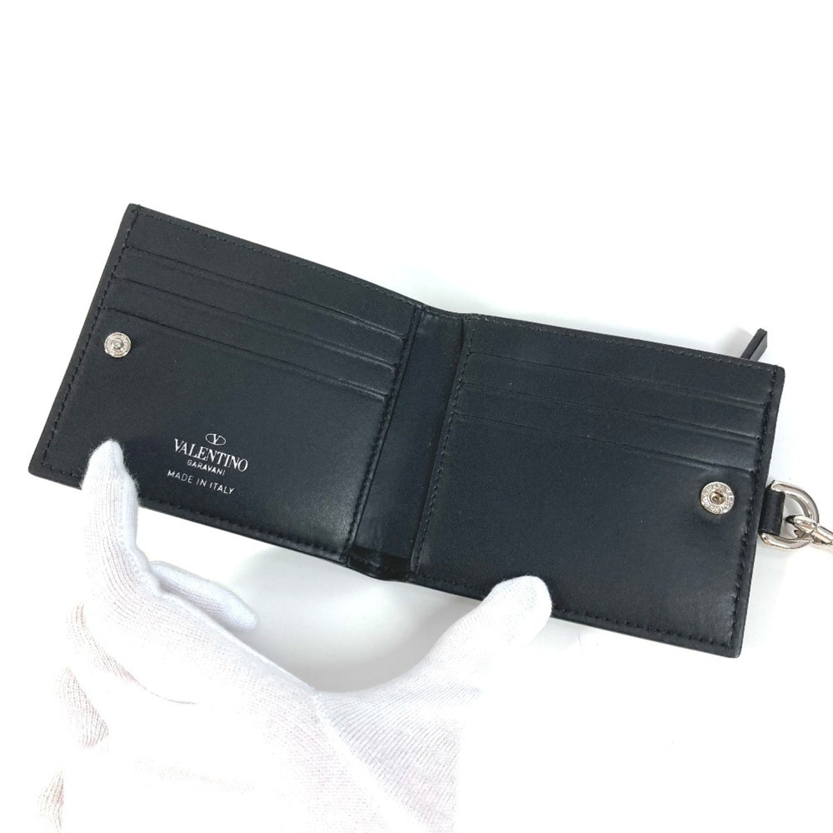 Valentino Black Yellow Leather Coin Purse/Coin Case (Pre-Owned)