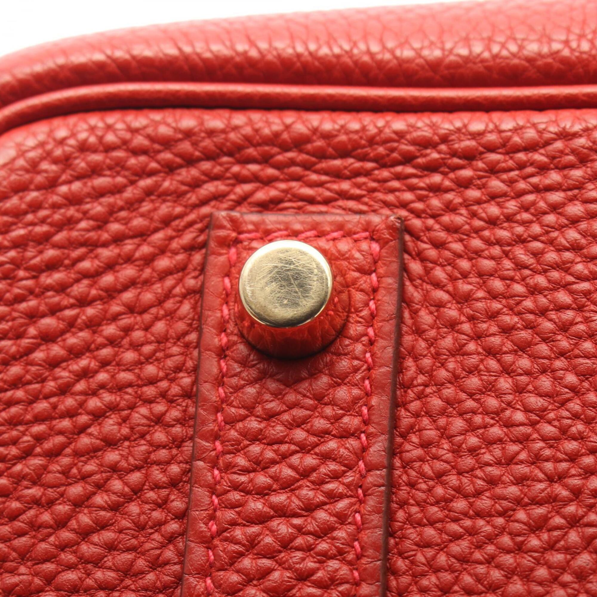 Hermes Red Color Togo Leather Leather Handbag (Pre-Owned)