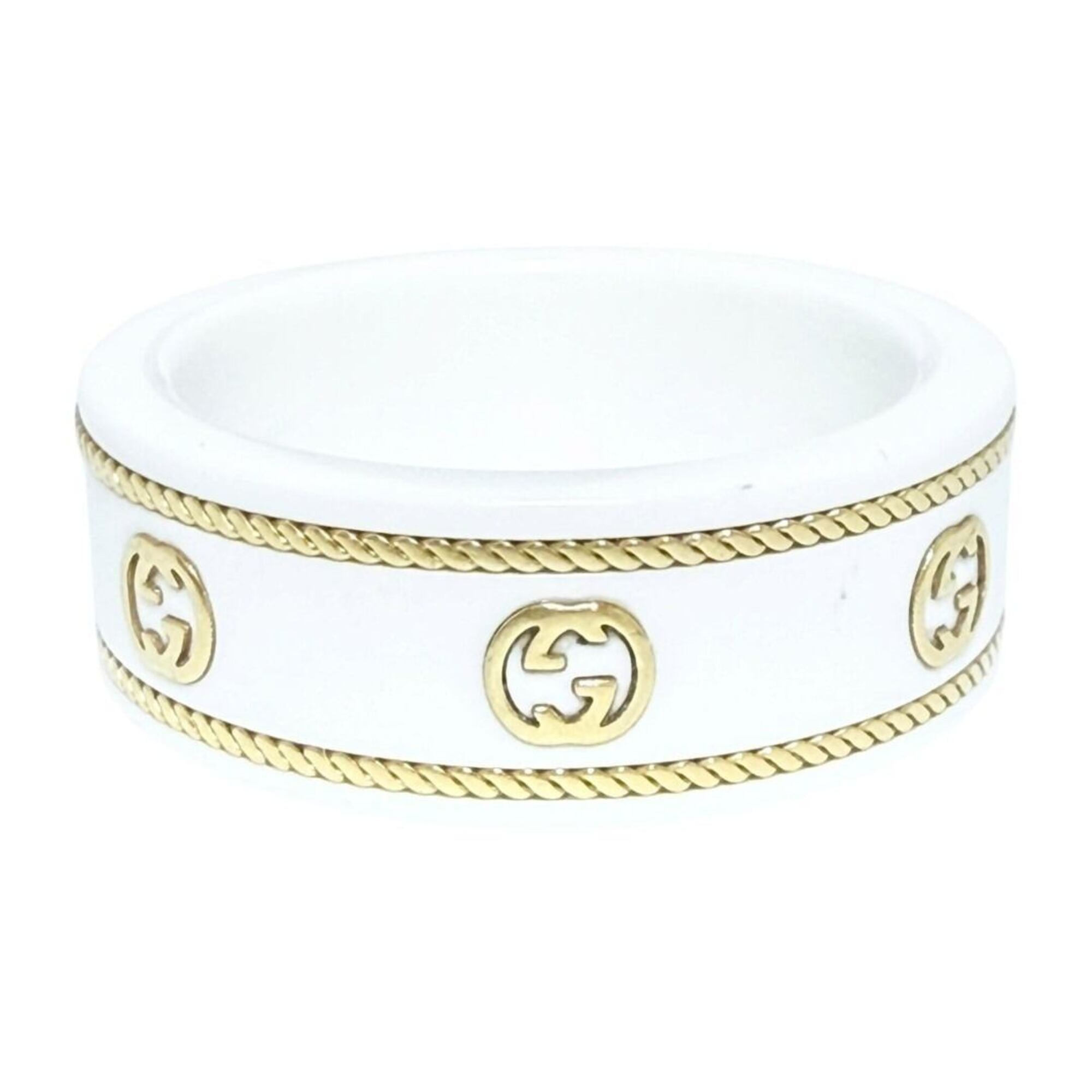 Gucci Gold White Yellow Gold (18K) Ceramic Band Ring (Pre-Owned)