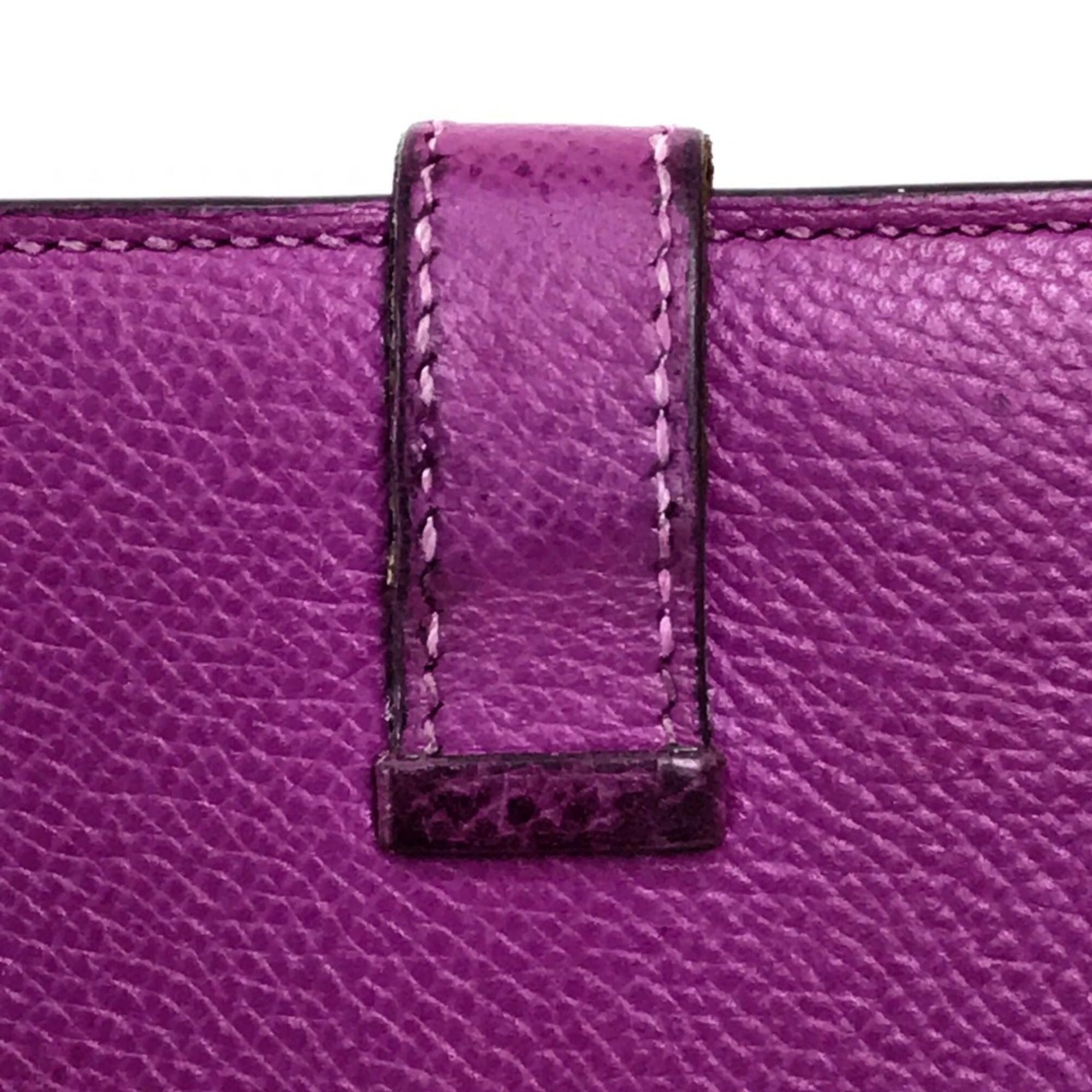 Hermes Purple Leather Long Wallet (Bi-Fold) (Pre-Owned)