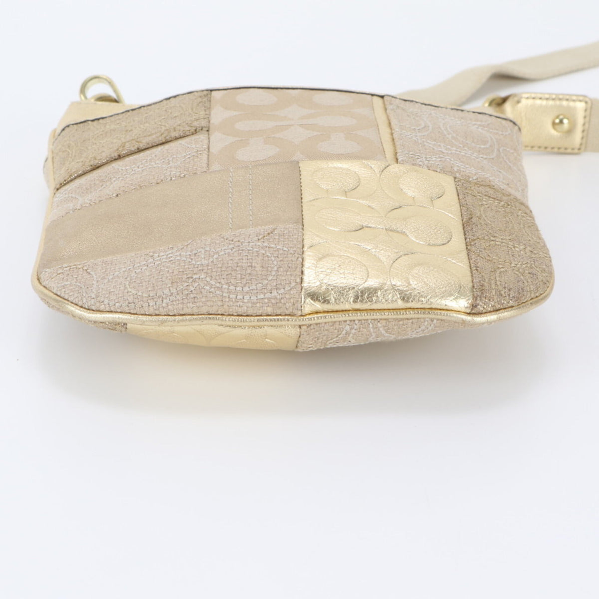 Coach Gold Leather Canvas Crossbody Bag Shoulder Bag (Pre-Owned)