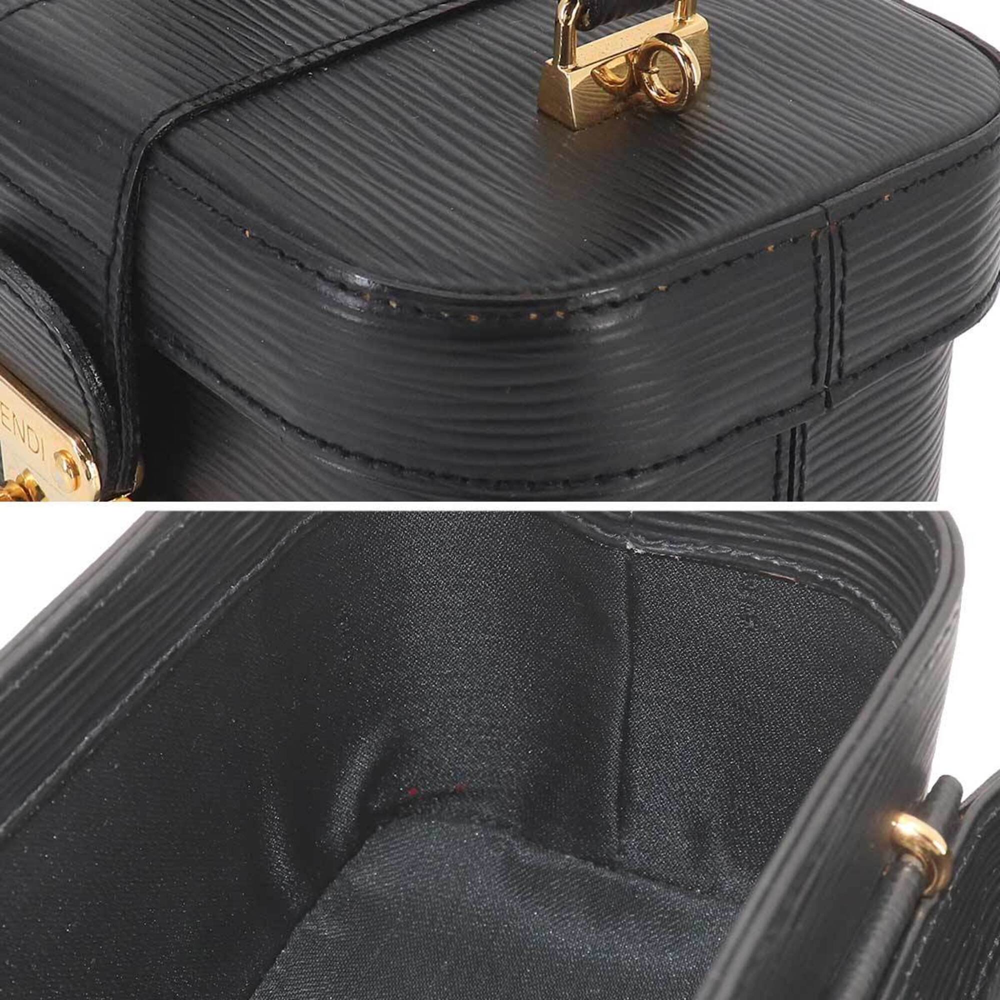 Fendi Black Leather Handbag Vanity Bag (Pre-Owned)