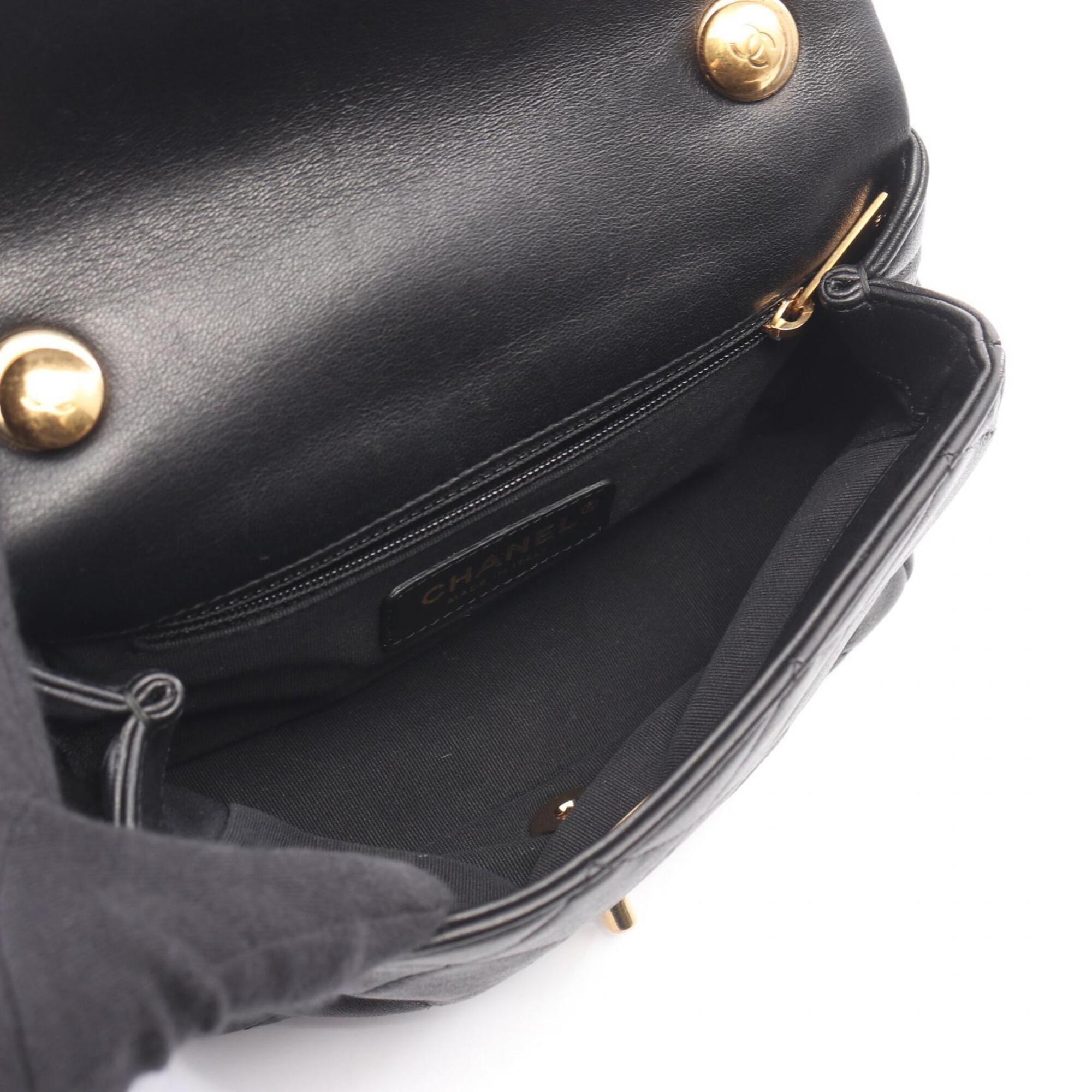Chanel Black Leather Handbag Shoulder Bag (Pre-Owned)