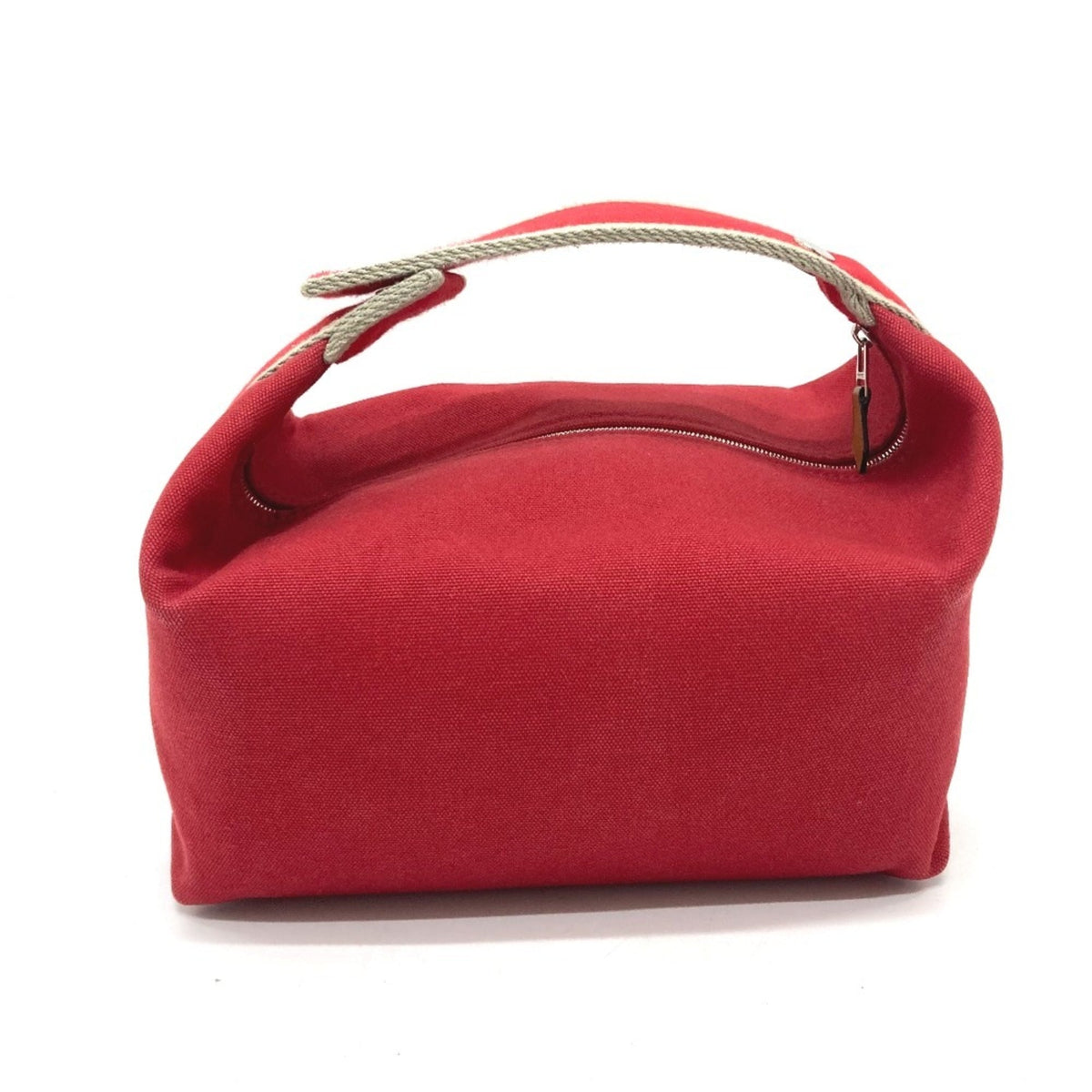 Hermes Red Color Canvas Handbag Shoulder Bag Vanity Bag (Pre-Owned)