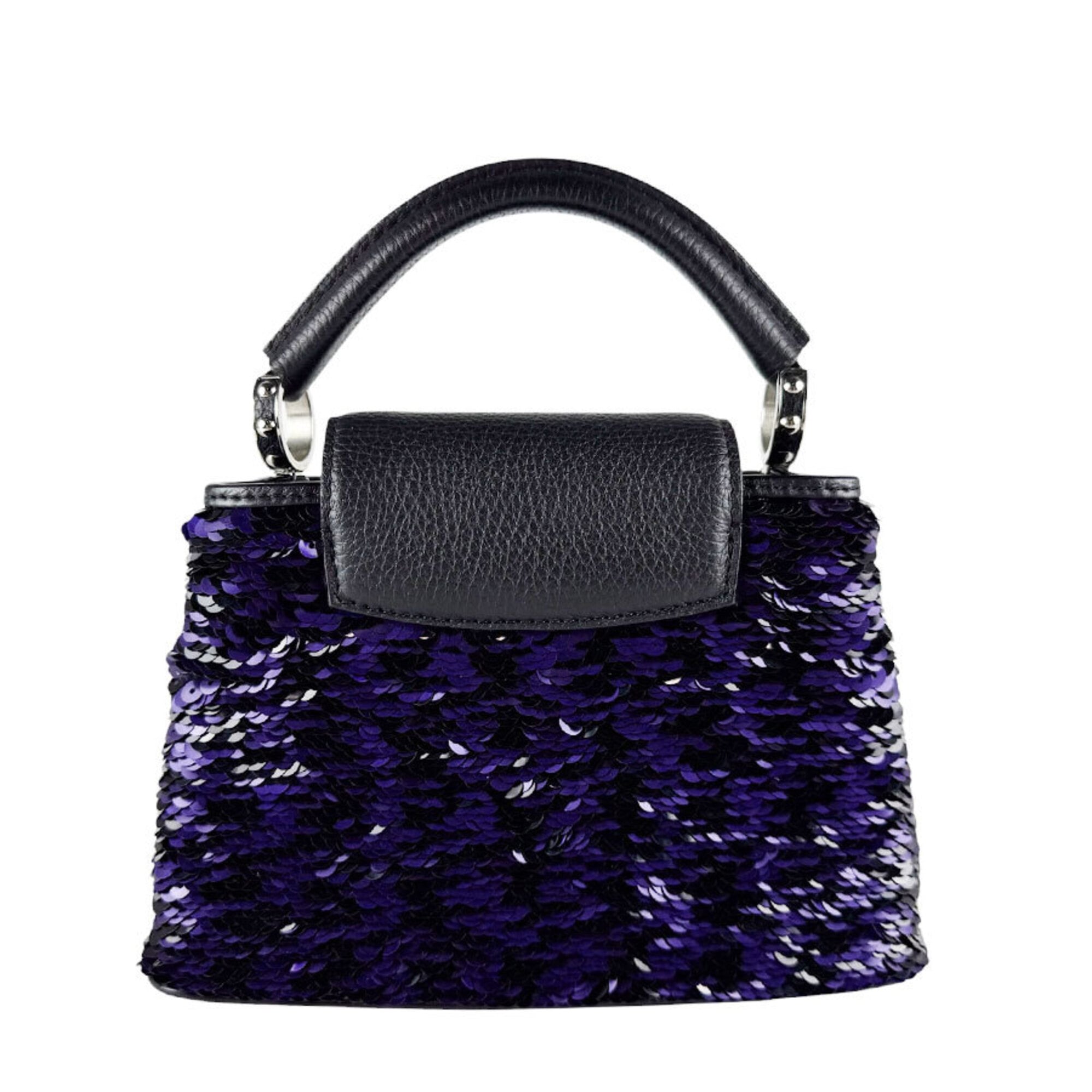 Louis Vuitton Black Purple Spangles Leather Handbag Shoulder Bag (Pre-Owned)