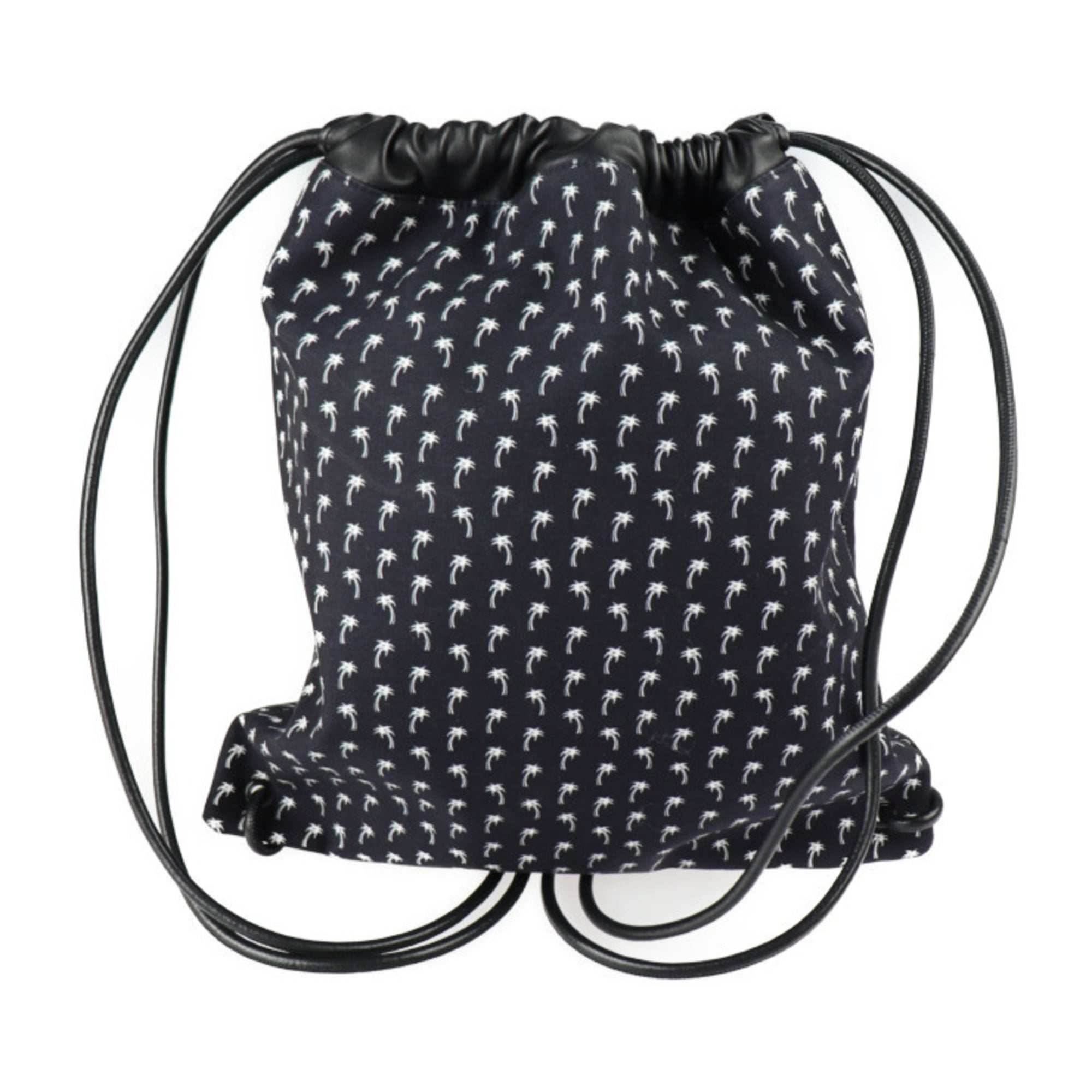 Yves Saint Laurent Black Canvas Leather Backpack Handbag (Pre-Owned)
