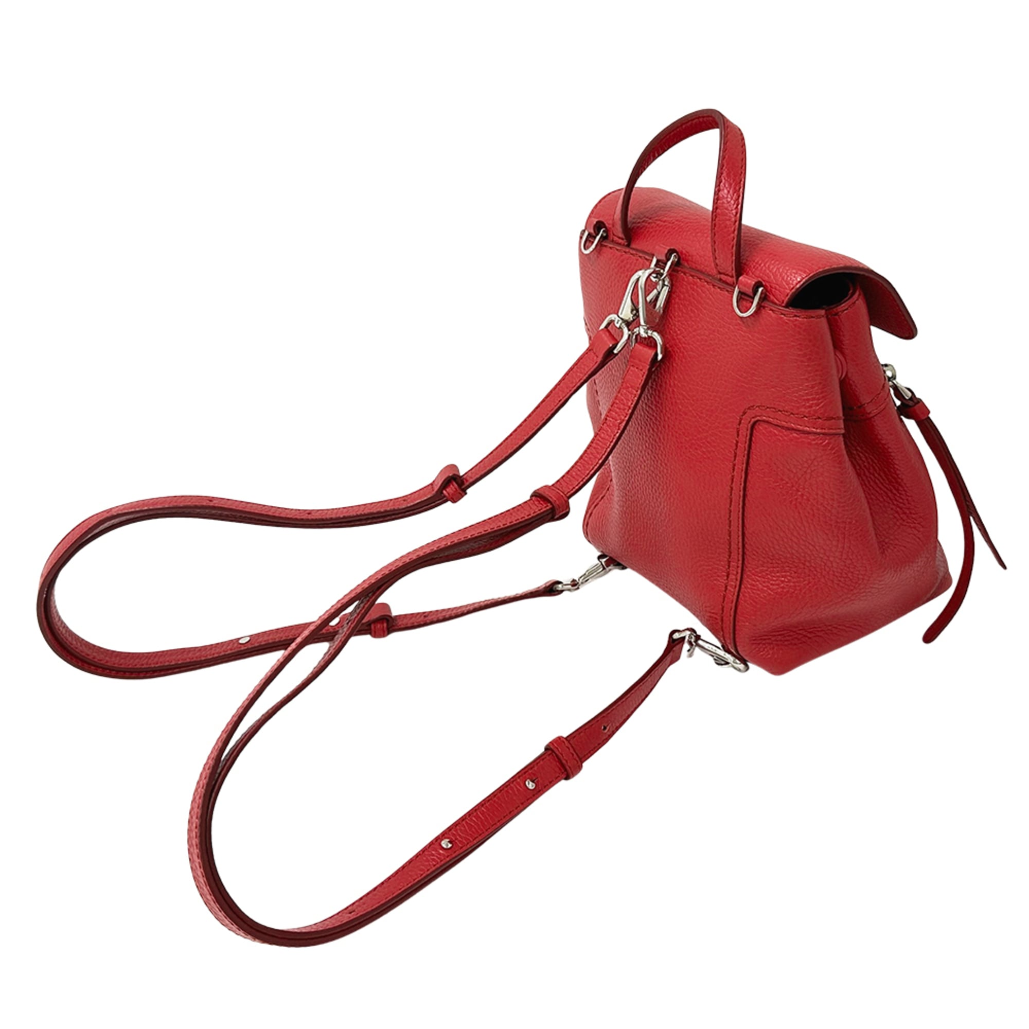 Tod's Red Color Leather Handbag Shoulder Bag (Pre-Owned)