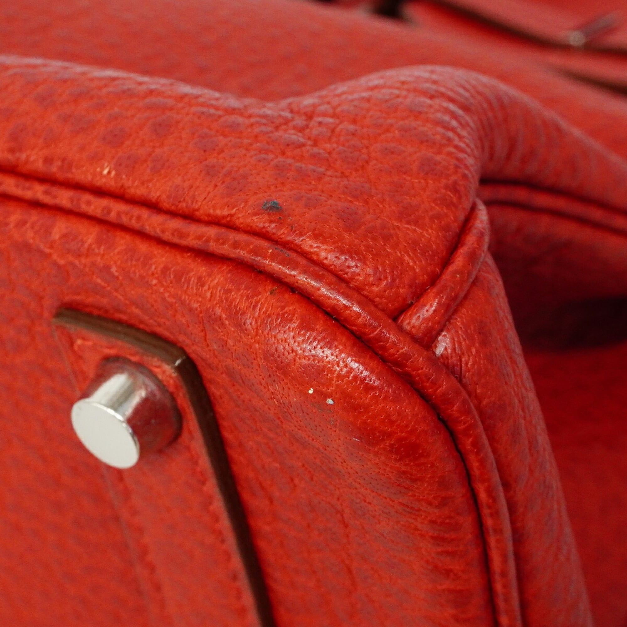 Hermes Rouge Vif Buffle Skipper Leather Handbag (Pre-Owned)