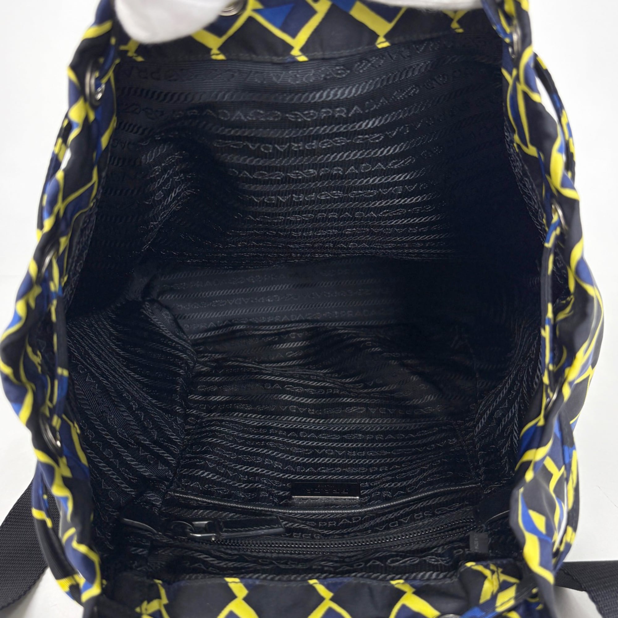Prada Black Multi-Color Nylon Leather Backpack (Pre-Owned)