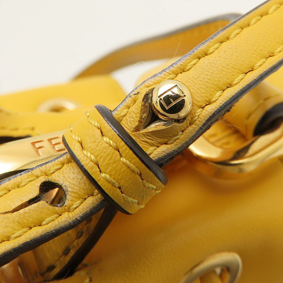 Fendi Blue Yellow Cotton Leather Shoulder Bag (Pre-Owned)