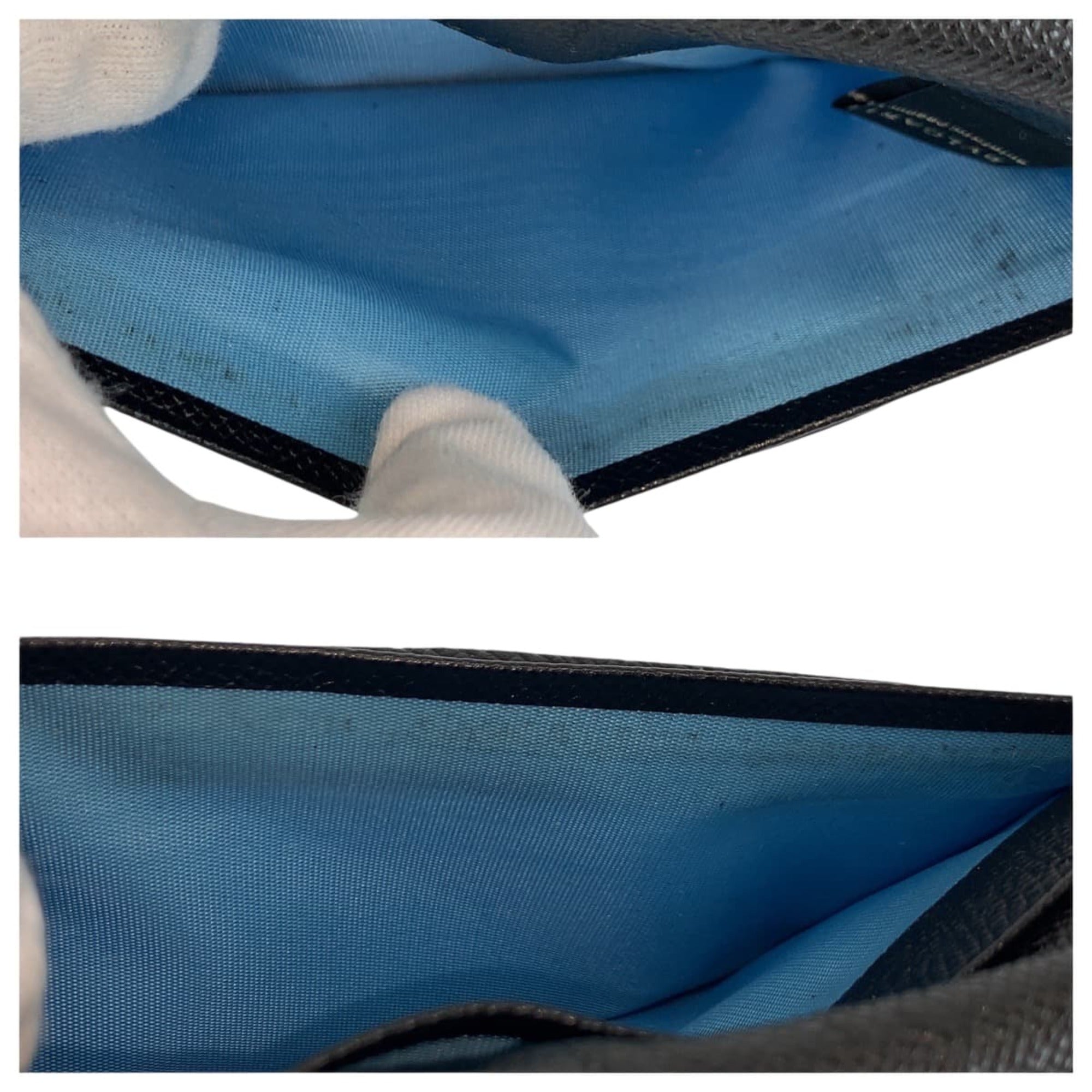 Bvlgari Black Blue Leather Long Wallet (Bi-Fold) (Pre-Owned)