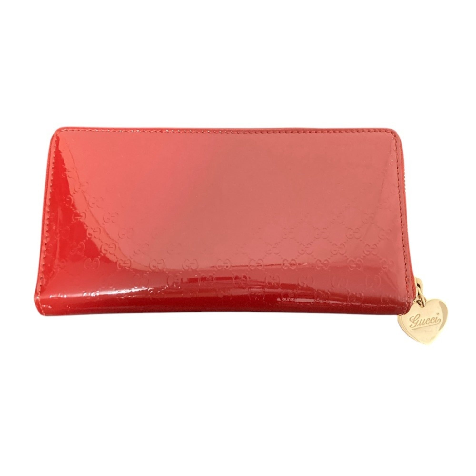 Gucci Red Color Patent Leather Long Wallet (Bi-Fold) (Pre-Owned)