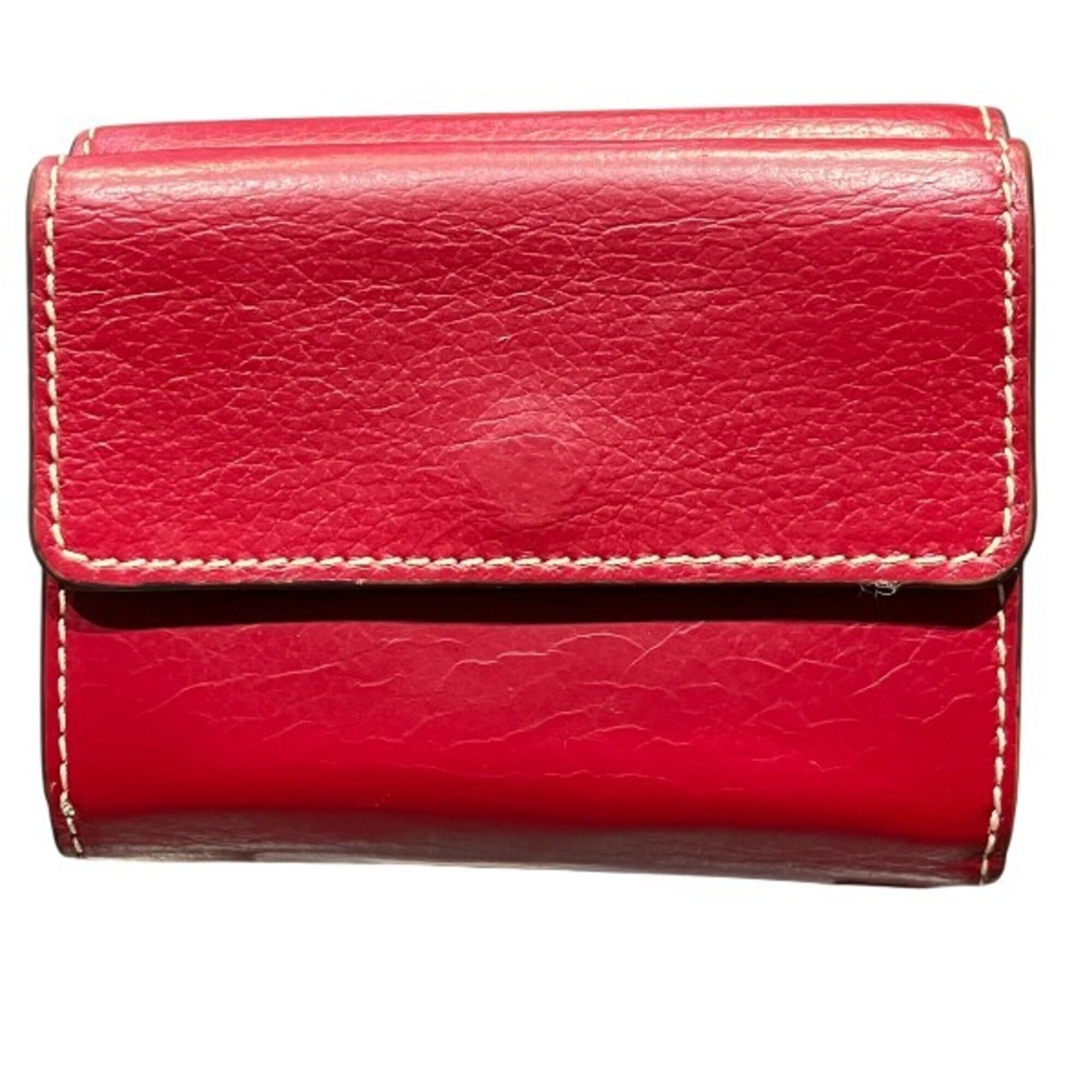 Chloé Red Color Leather Wallet (Tri-Fold) (Pre-Owned)