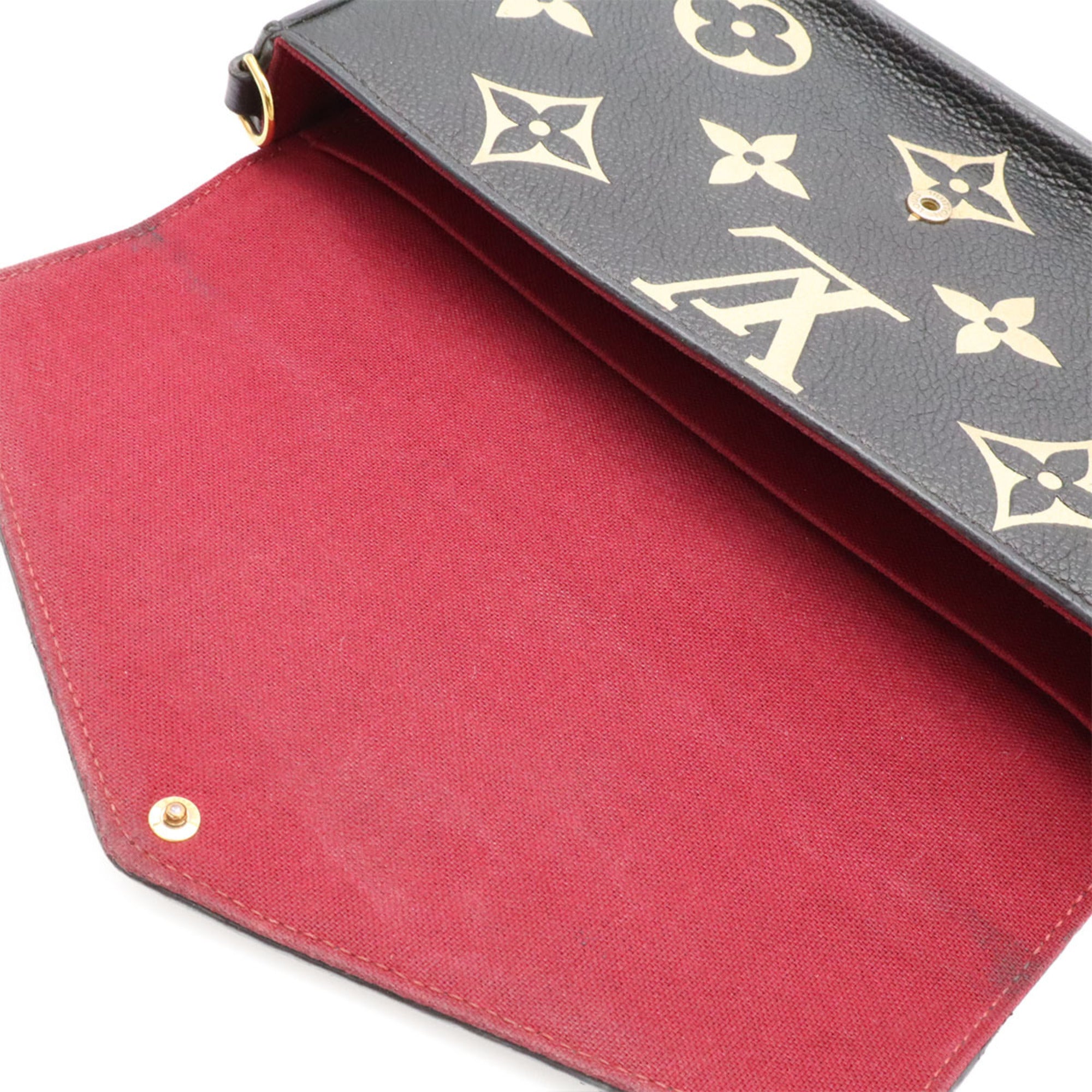 Louis Vuitton Beige Black Monogram Empreinte Leather Clutch Bag Pochette Shoulder Bag (Pre-Owned)