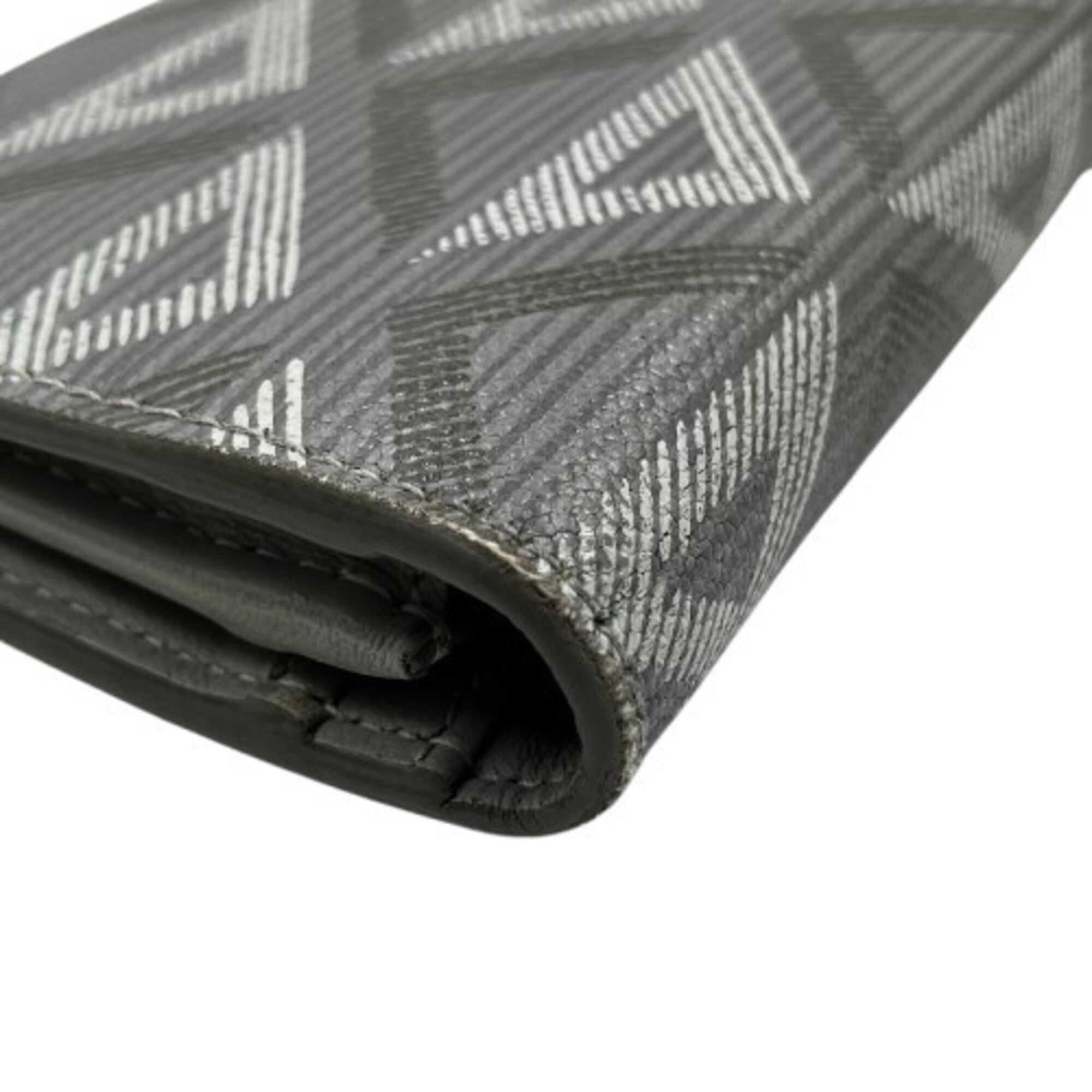 Christian Dior Gray Leather Long Wallet (Bi-Fold) (Pre-Owned)