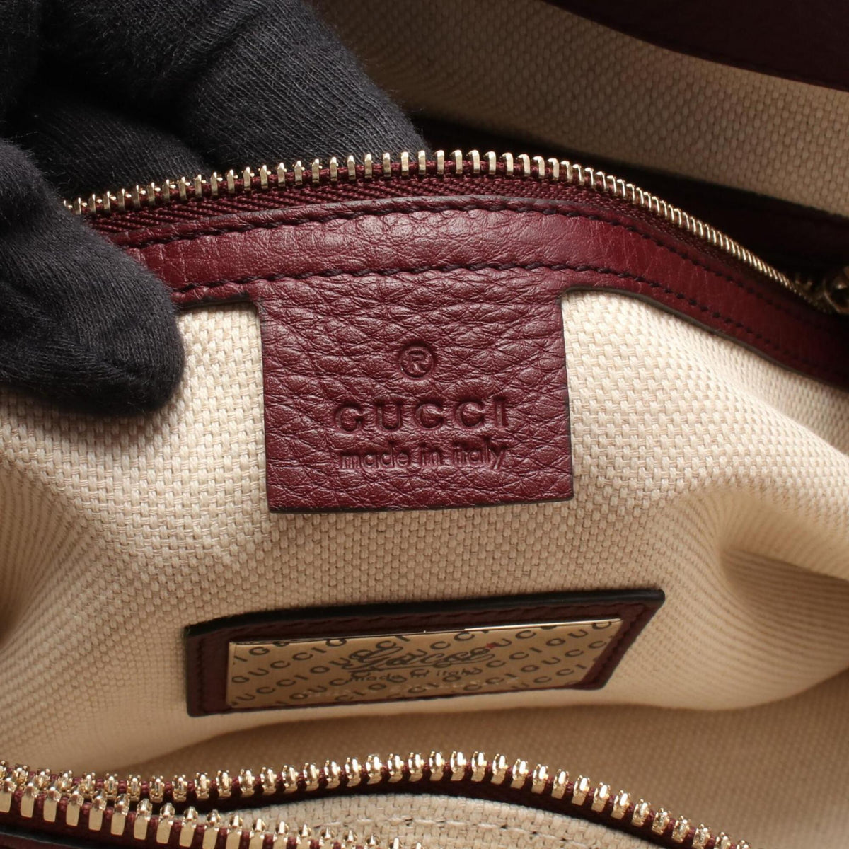 Gucci Bordeaux Leather Handbag Tote Bag (Pre-Owned)