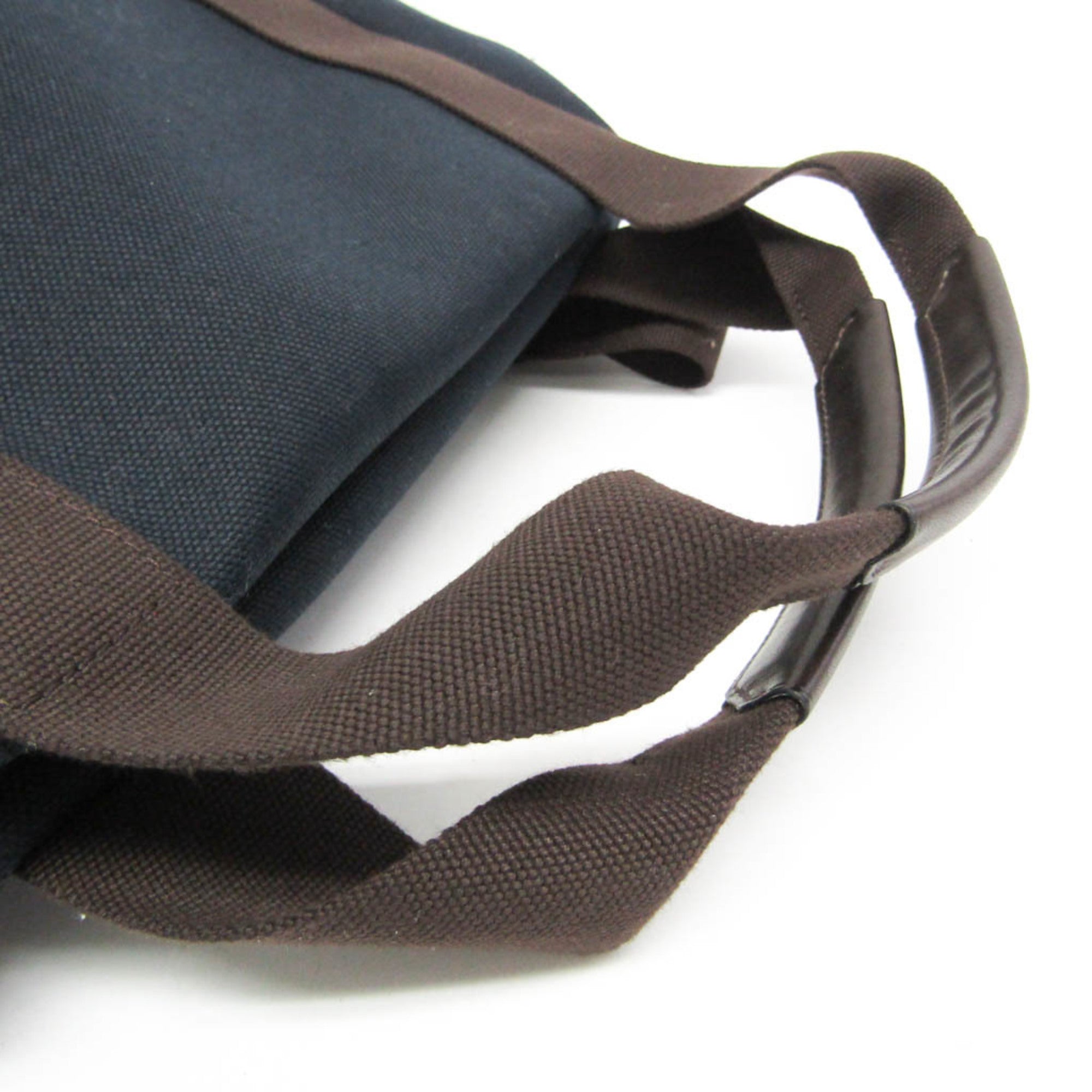 Hermes Navy Toile Chevron Leather Backpack (Pre-Owned)