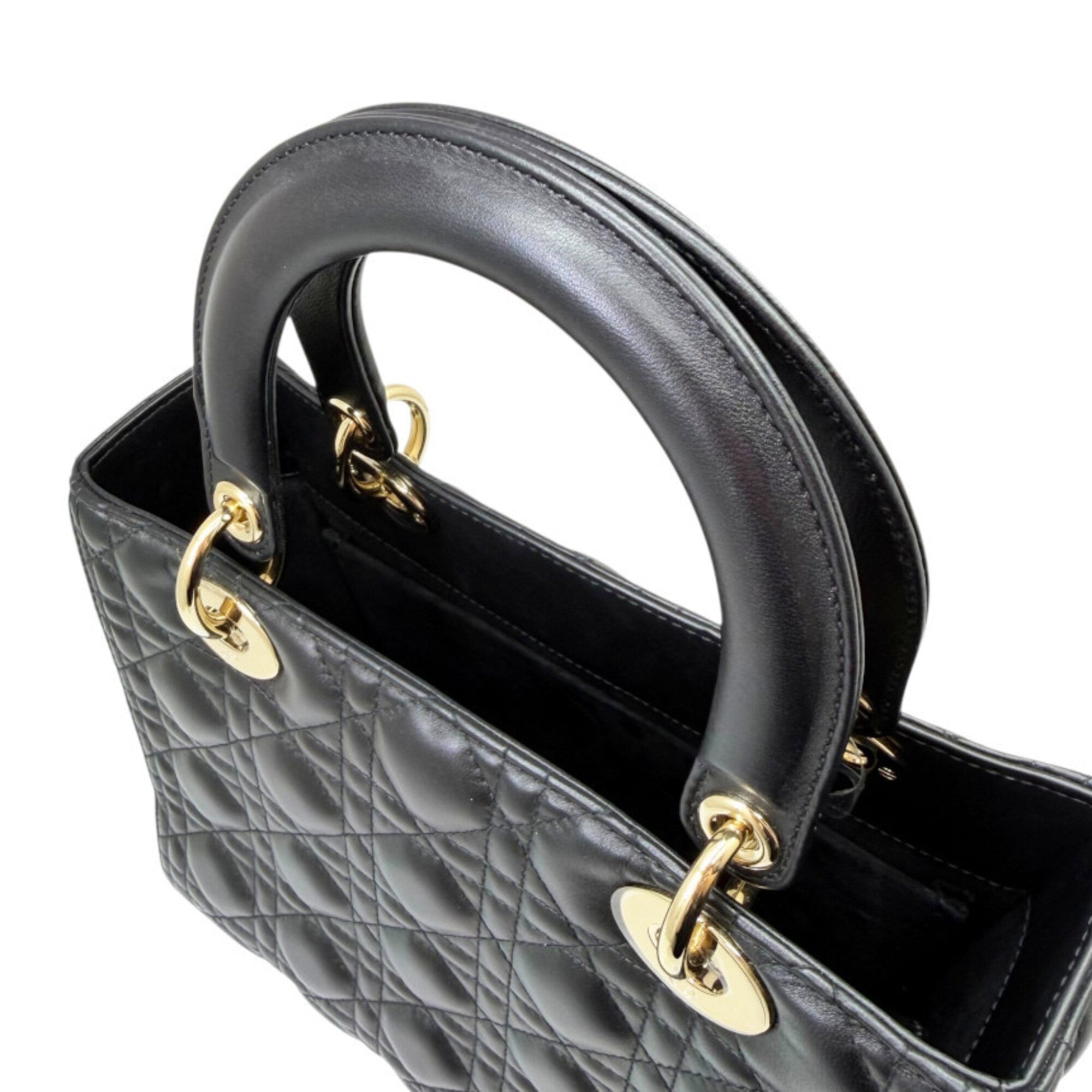 Christian Dior Black Leather Handbag Shoulder Bag (Pre-Owned)