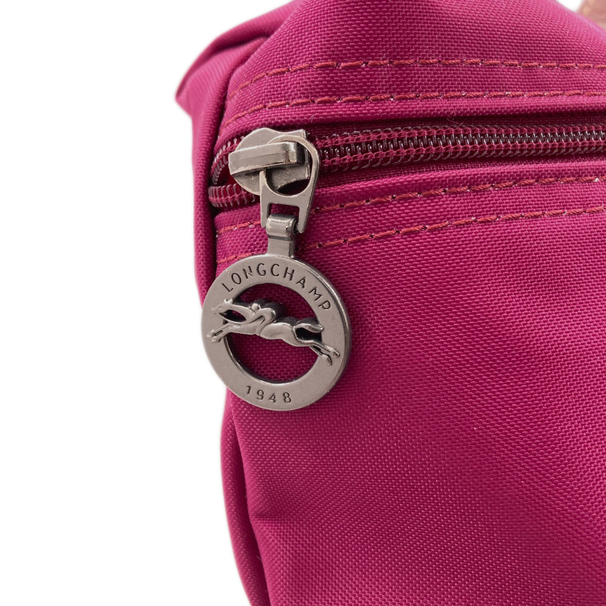 Longchamp Red Color Nylon Handbag (Pre-Owned)
