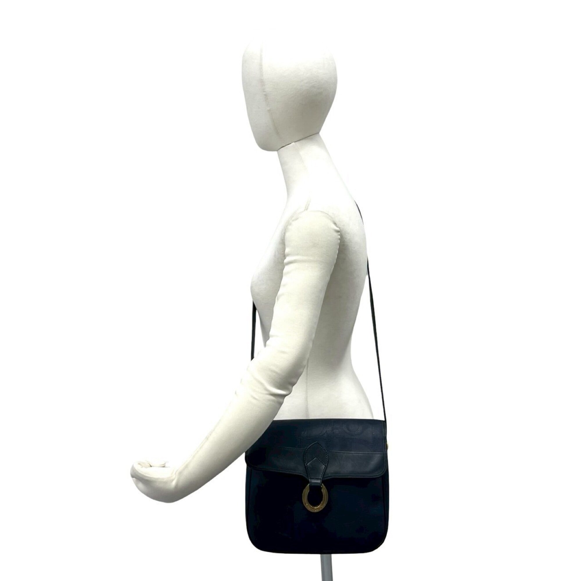 Christian Dior Navy Leather Pvc Pochette Shoulder Bag (Pre-Owned)