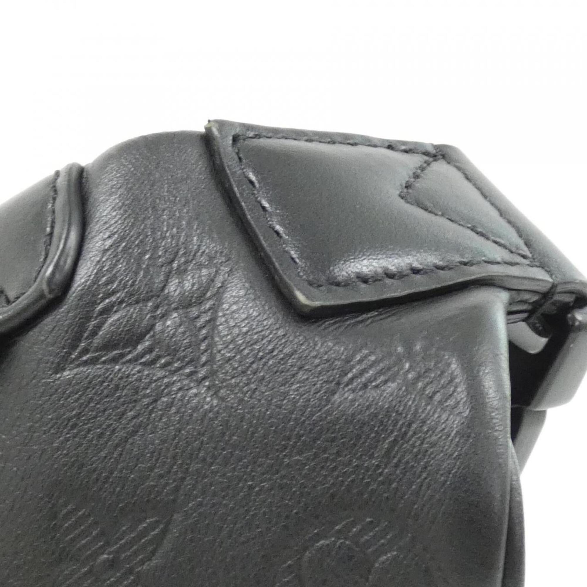 Louis Vuitton Black Leather Fanny Pack Shoulder Bag Sling Bag (Pre-Owned)