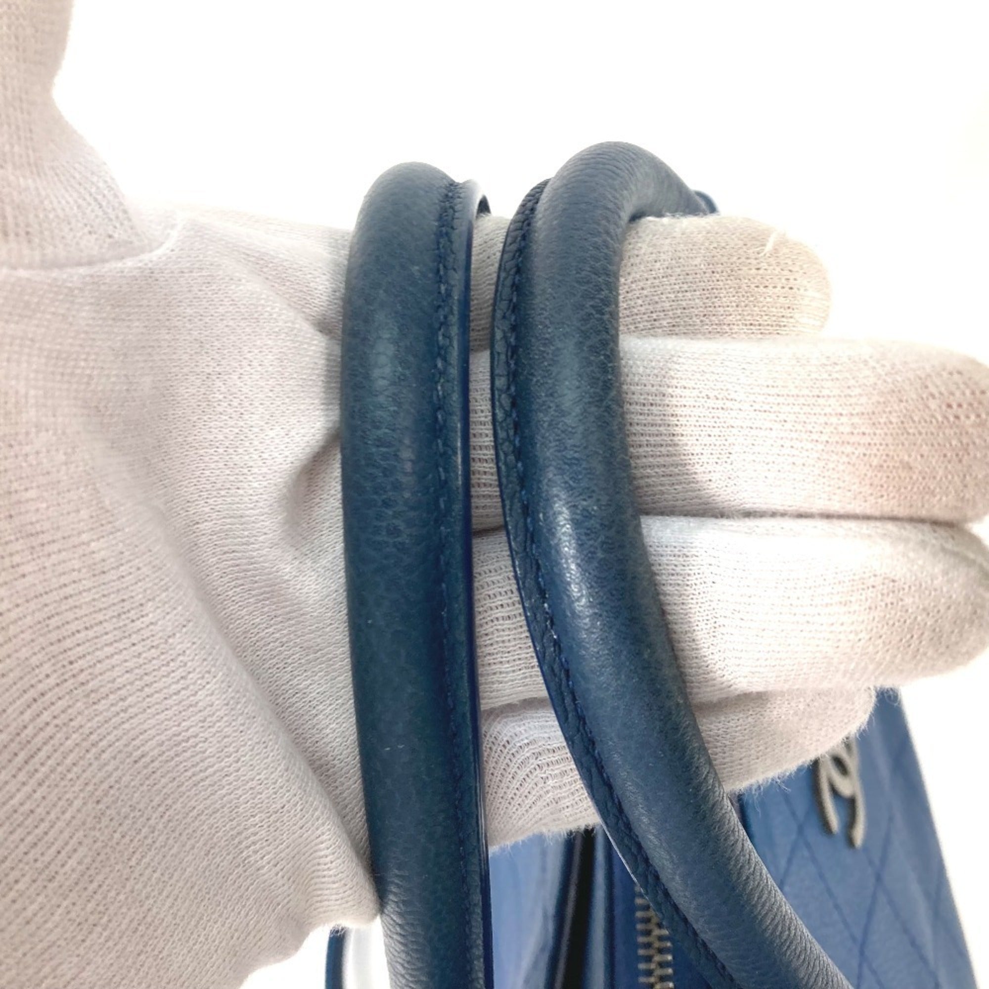 Chanel Blue Caviar Leather Handbag Shoulder Bag Tote Bag (Pre-Owned)
