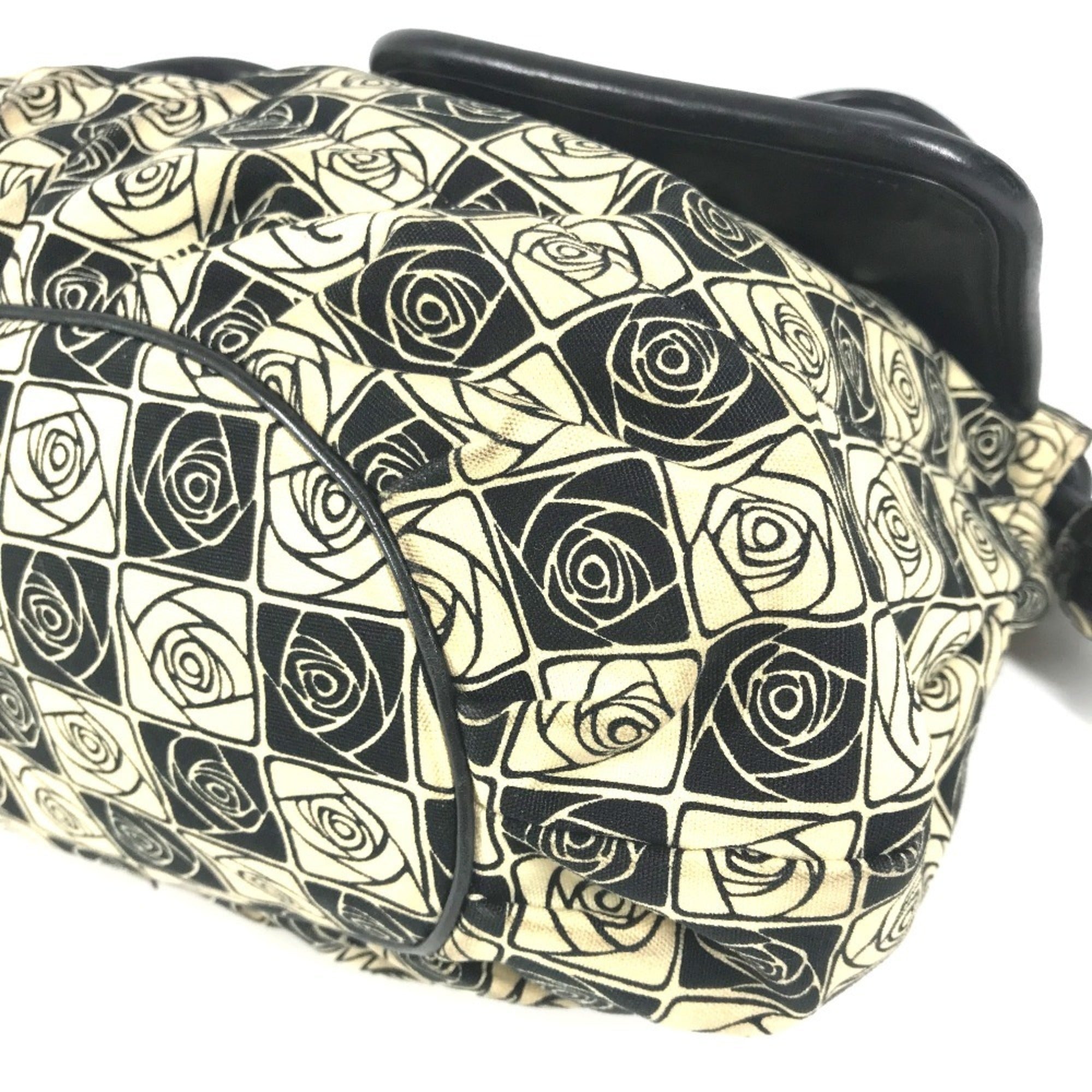 Chanel Camellia Black White Canvas Shoulder Bag Tote Bag (Pre-Owned)