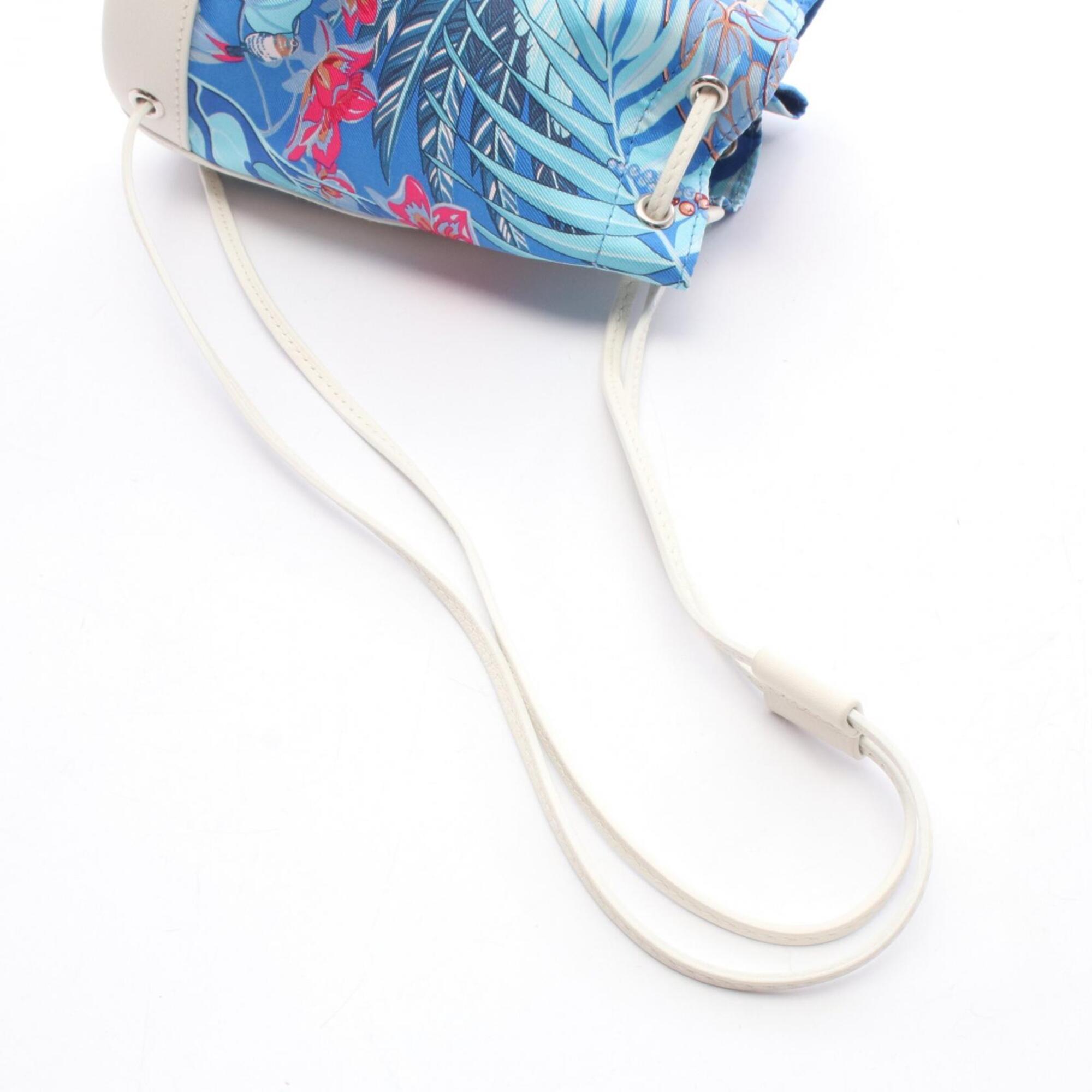 Hermes Blue Multi-Color White Silk Swift Leather Shoulder Bag (Pre-Owned)