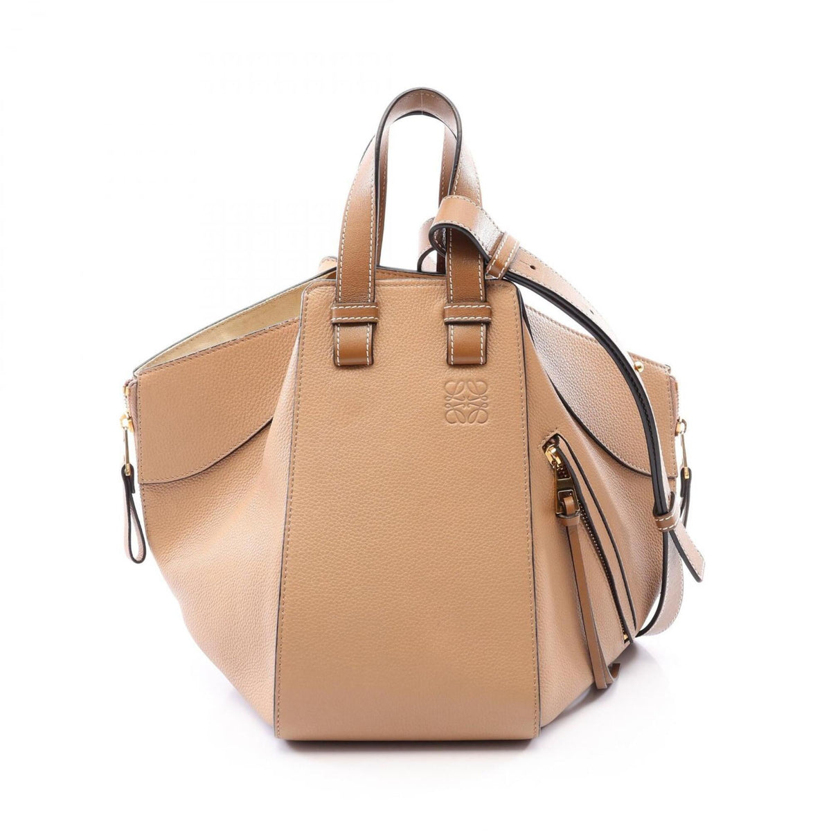 Loewe Beige Gray Leather Handbag (Pre-Owned)