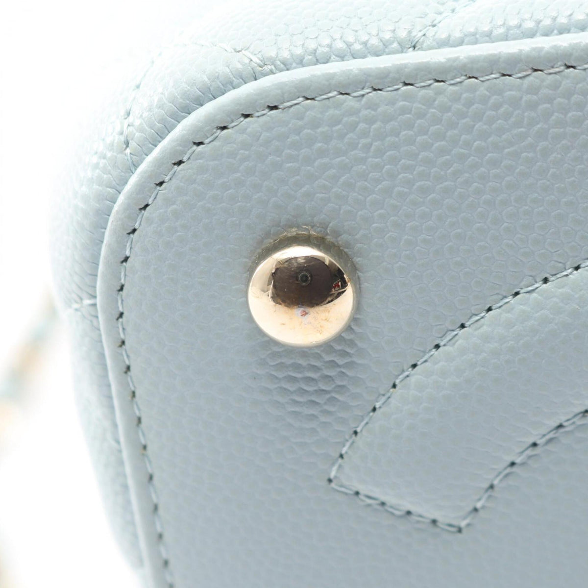 Chanel Matelasse Blue Grained Calfskin Handbag Shoulder Bag (Pre-Owned)