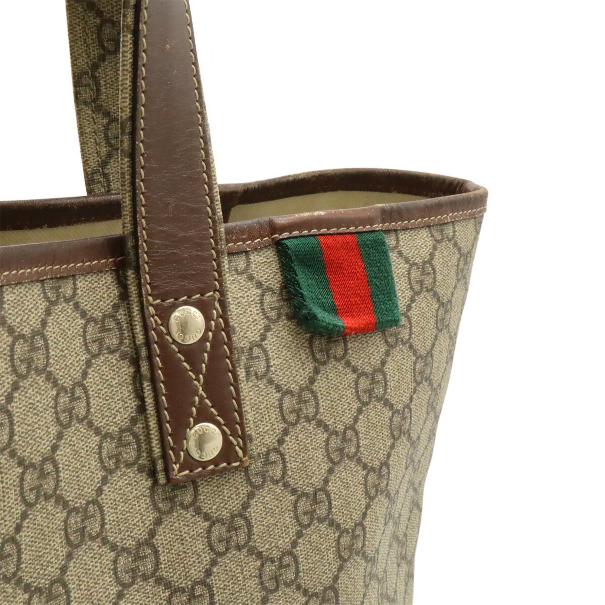 Gucci Beige Brown Gg Supreme Pvc Canvas Shoulder Bag Tote Bag (Pre-Owned)