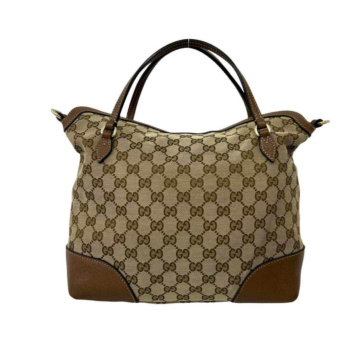 Gucci Brown Canvas Leather Handbag Shoulder Bag Tote Bag (Pre-Owned)