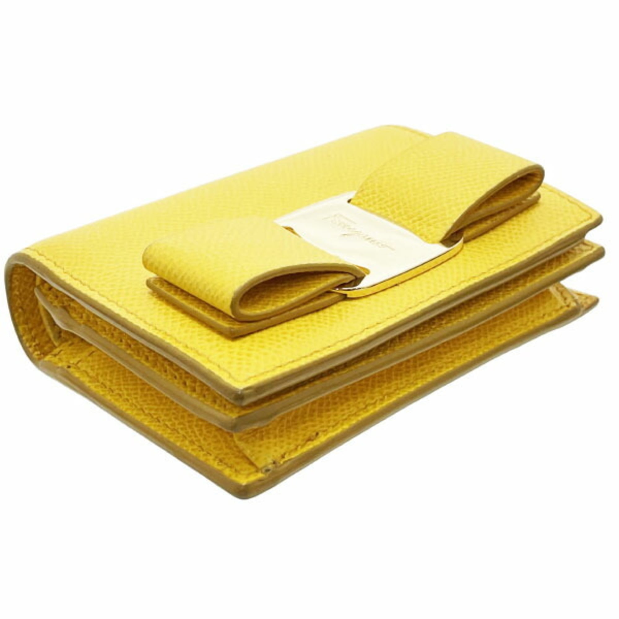 Salvatore Ferragamo Vara Yellow Leather Wallet (Bi-Fold) (Pre-Owned)