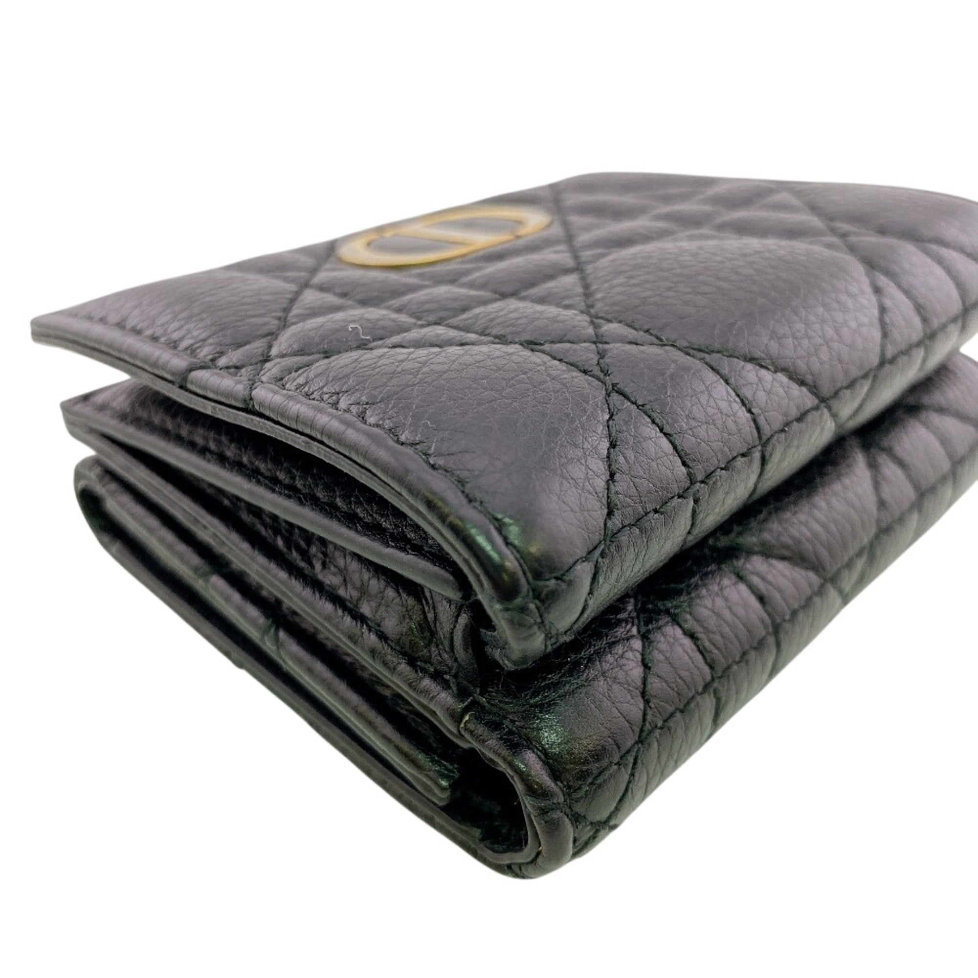 Christian Dior Black Leather Wallet (Tri-Fold) (Pre-Owned)