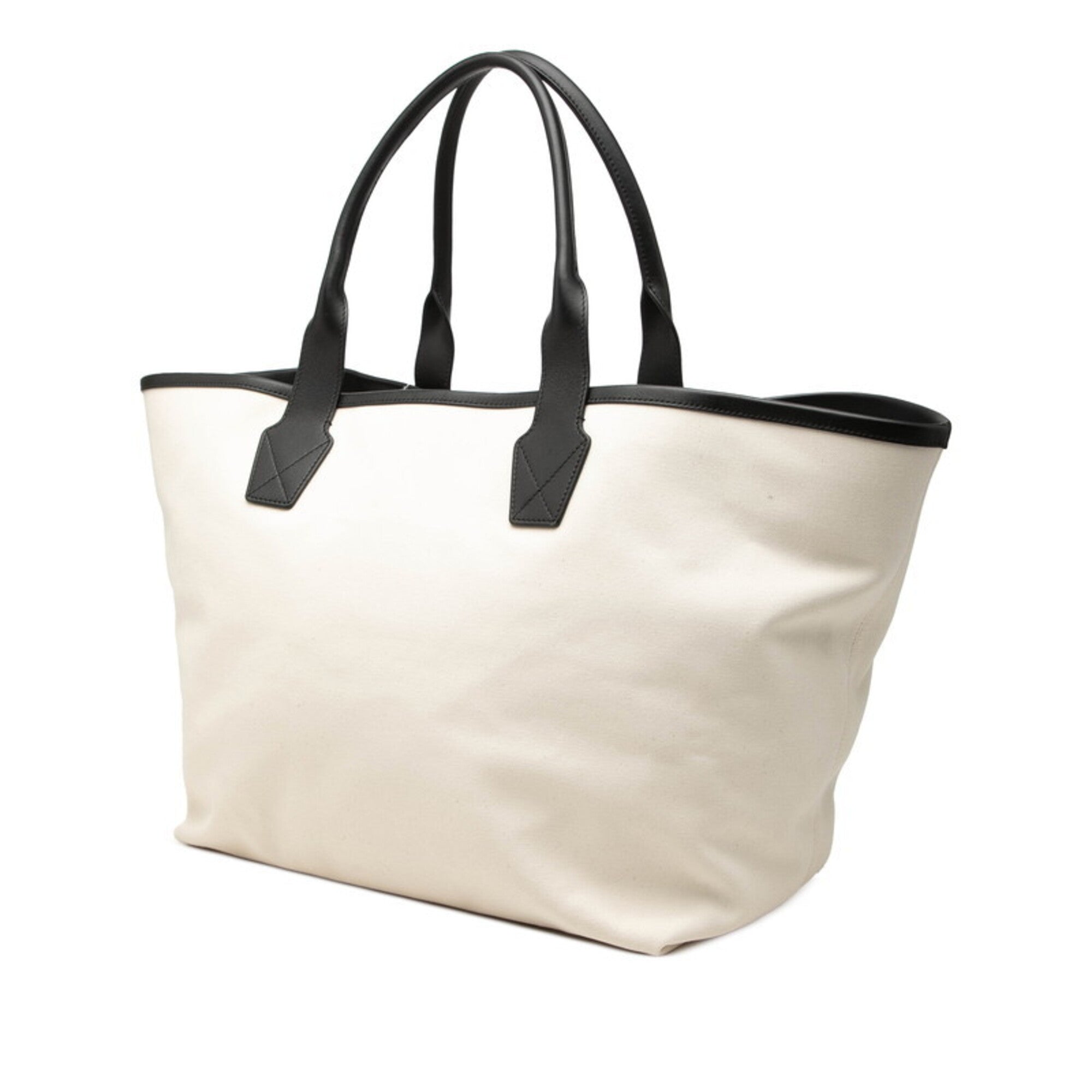 Balenciaga Black Ivory Canvas Leather Tote Bag (Pre-Owned)