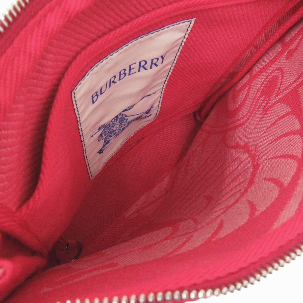 Burberry Red Color Canvas Clutch Bag Pouch (Pre-Owned)