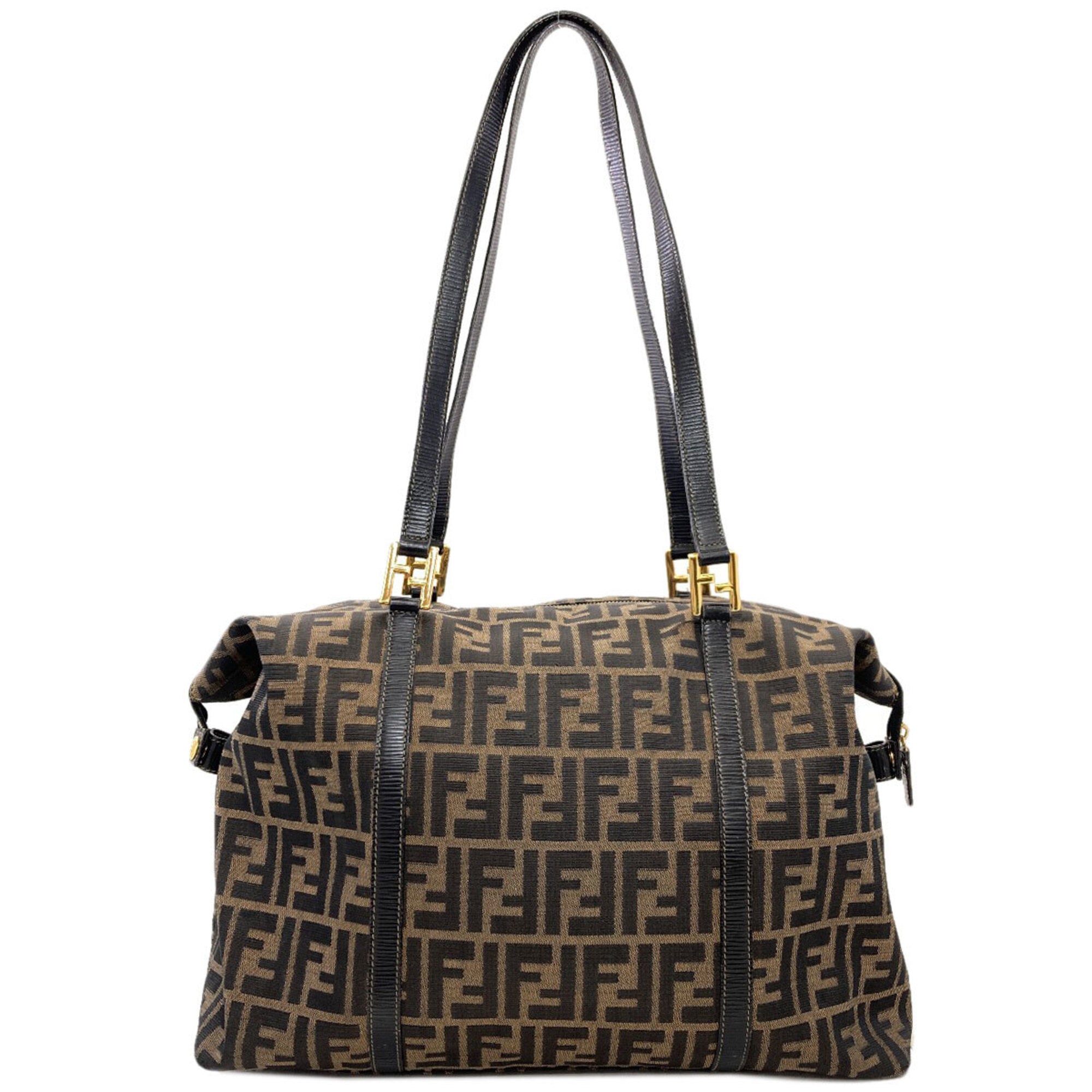 Fendi Black Brown Canvas Tote Bag (Pre-Owned)