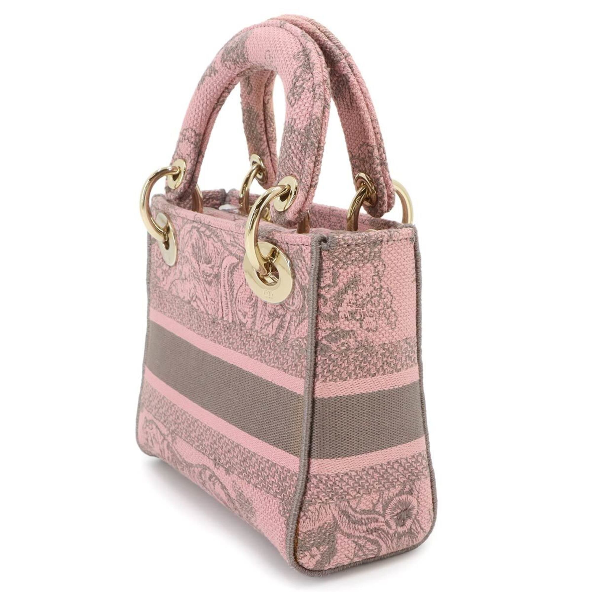 Christian Dior Gray Pink Canvas Handbag (Pre-Owned)