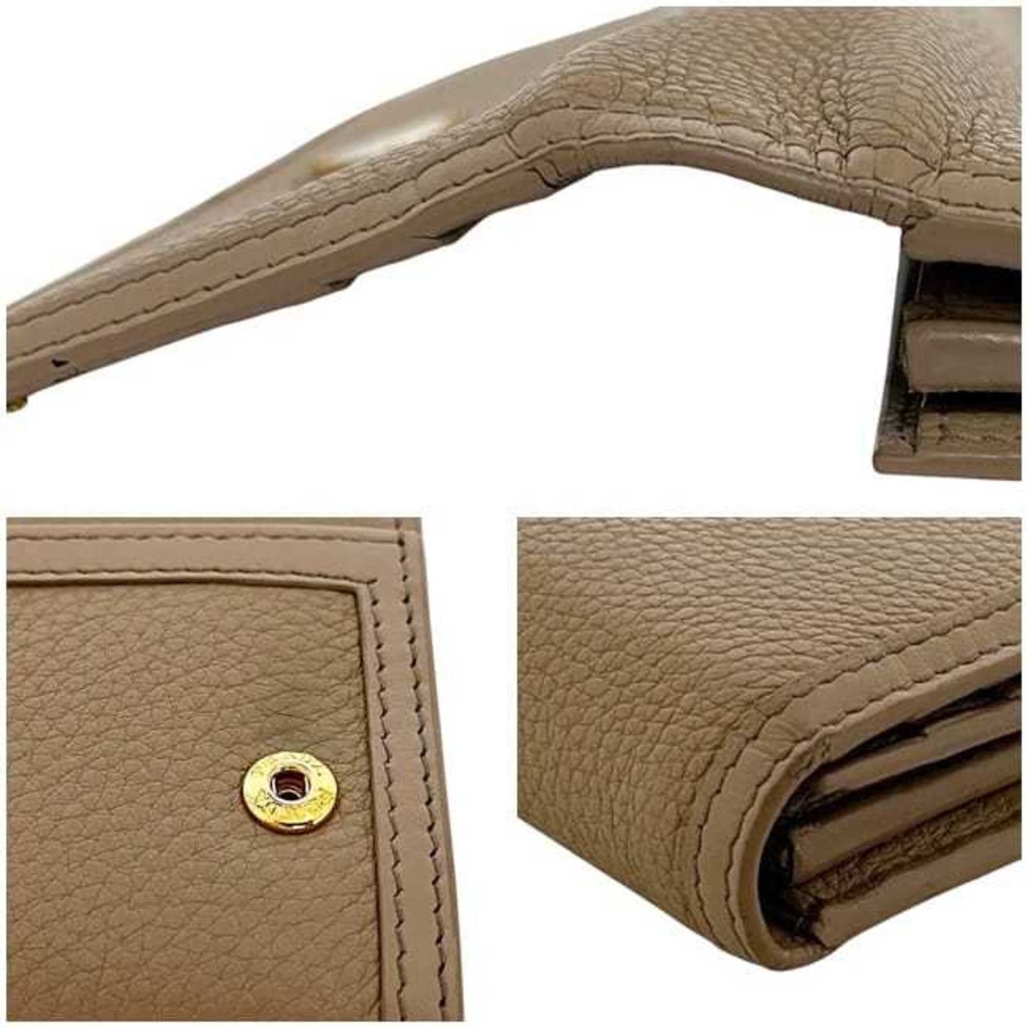 Prada Beige Leather Long Wallet (Bi-Fold) (Pre-Owned)