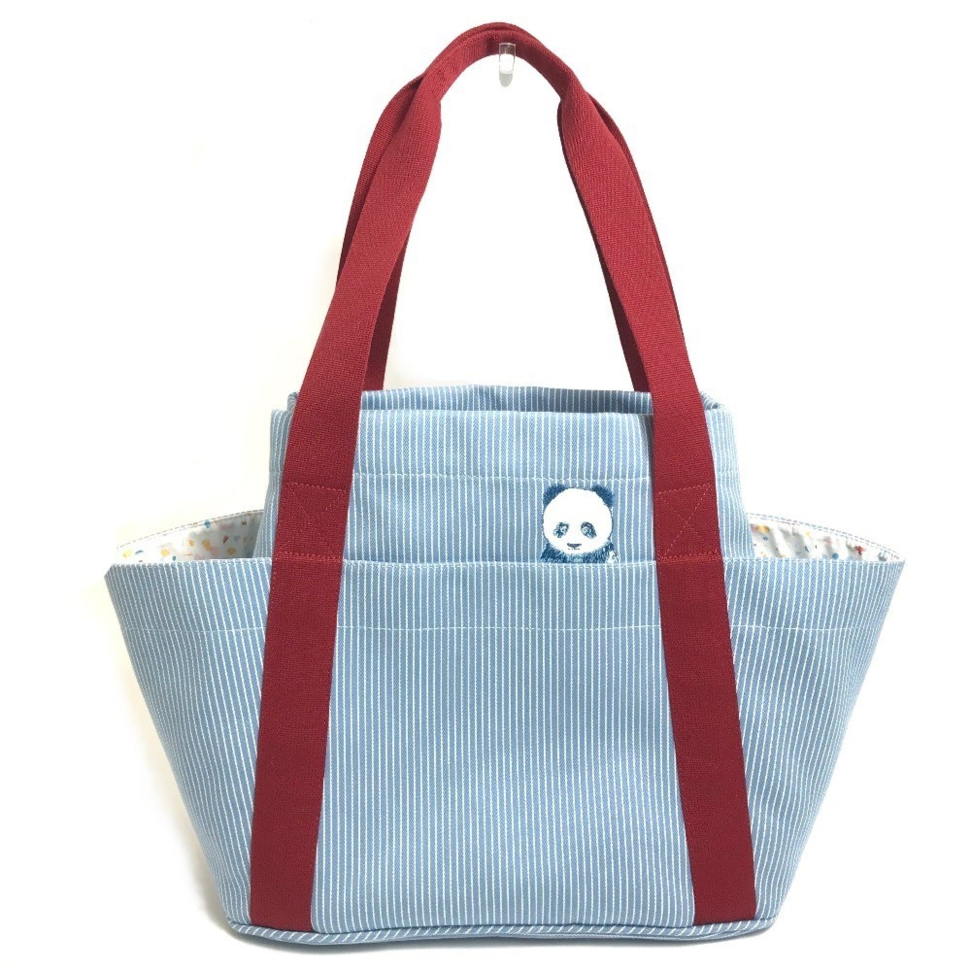 Hermes Blue Red Color Canvas Tote Bag (Pre-Owned)